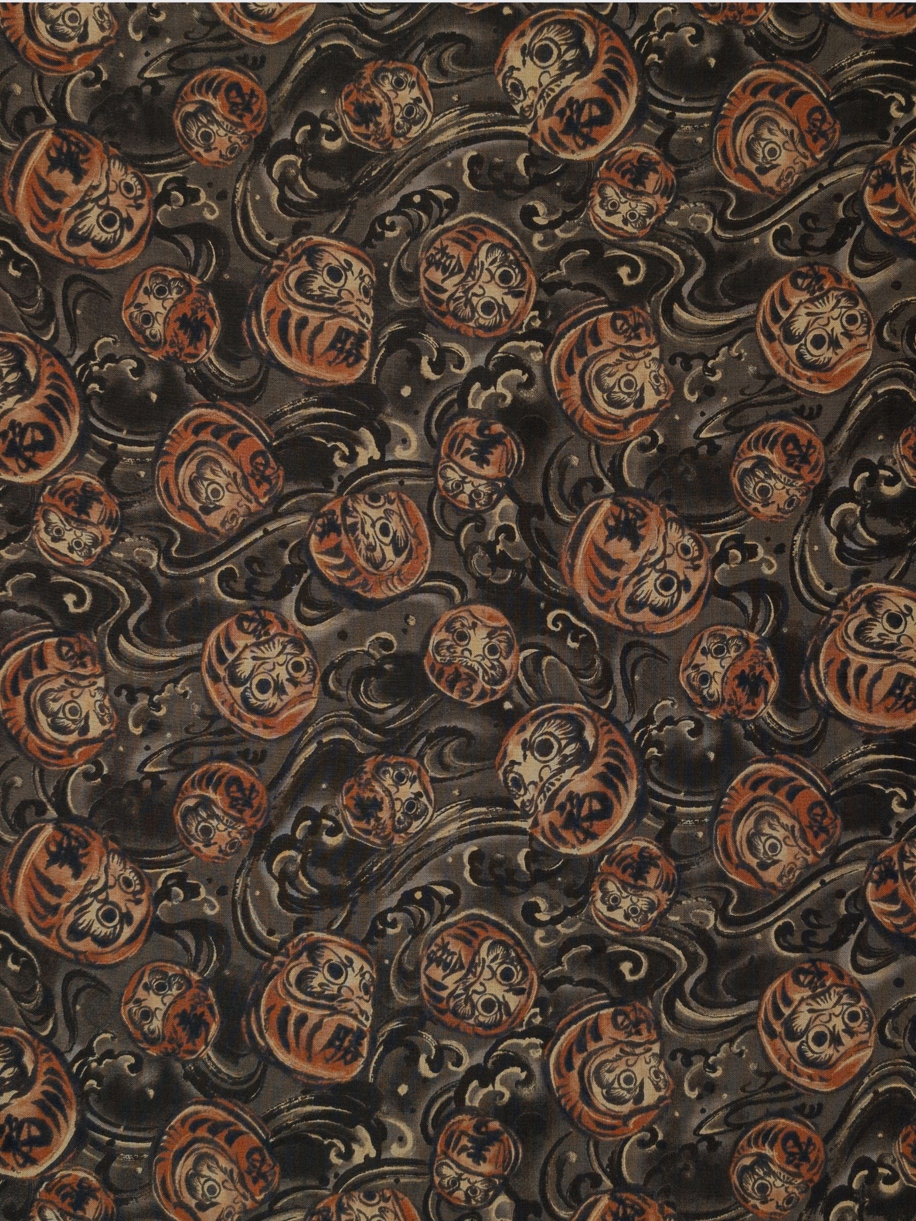 Quilt Gate - Brushed Daruma & Waves Cotton Sheeting Fabric - Gray