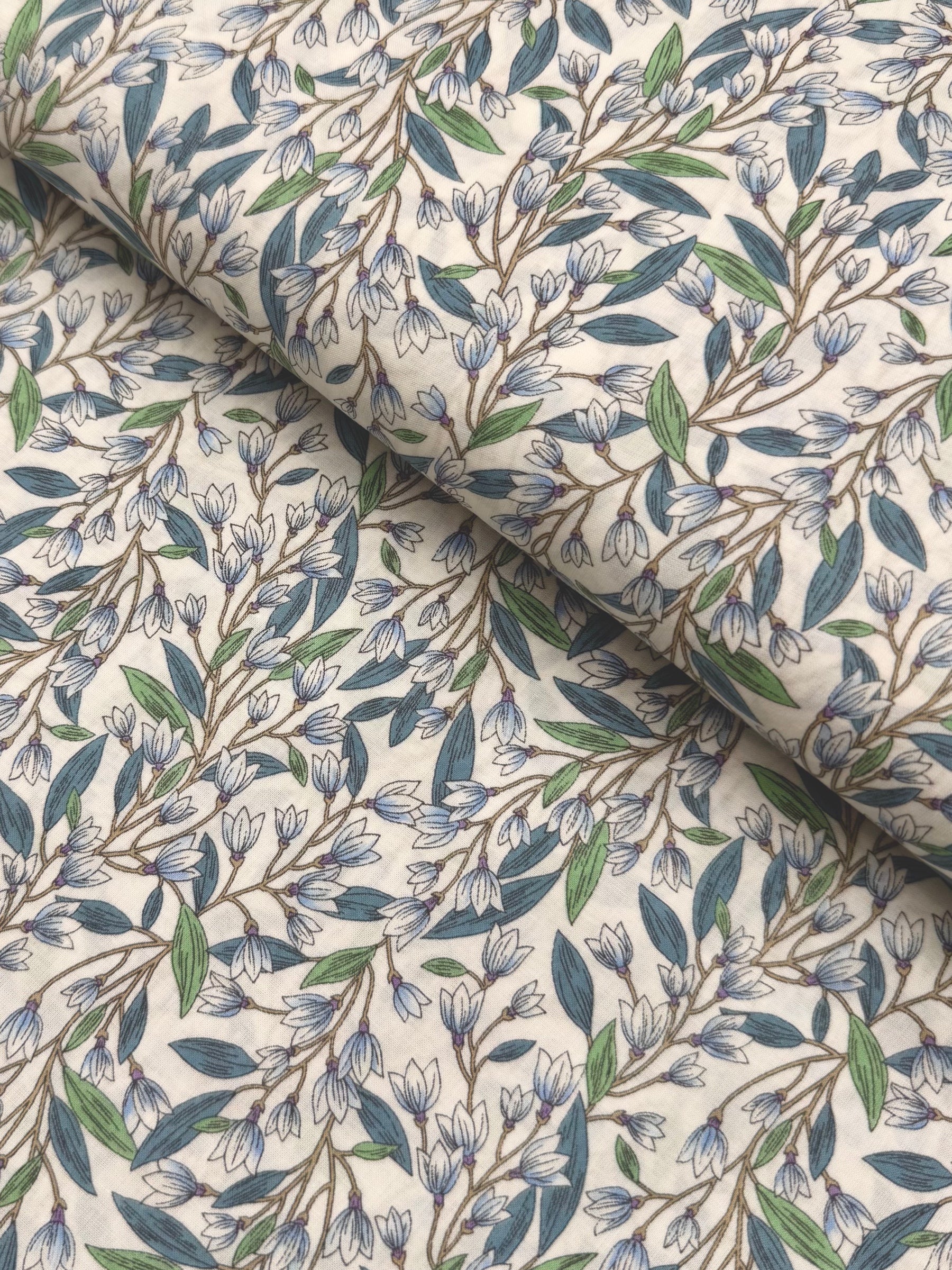 Hokkoh - Trailing Lilies Cotton Lawn - Blue