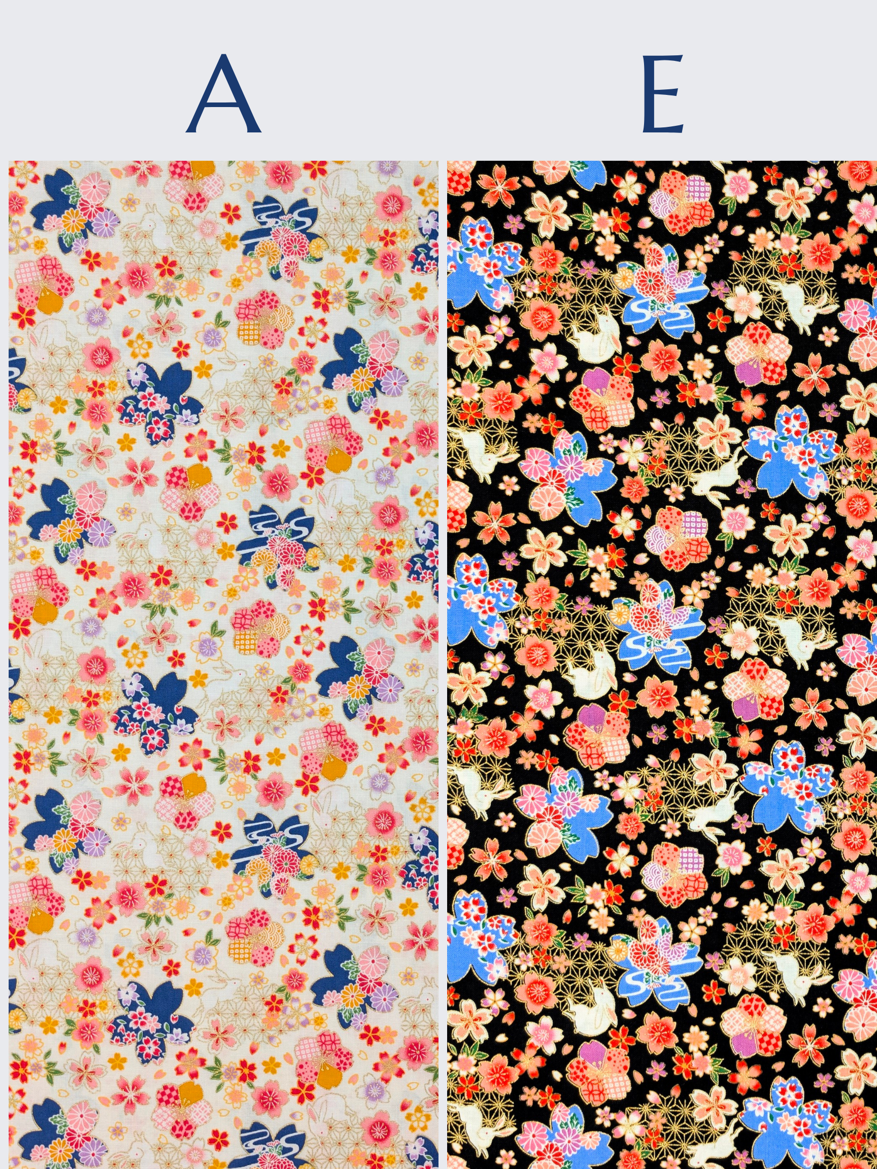 CoCo - Golden Rabbits & Cherry Blossoms Cotton Shirting Fabric - White