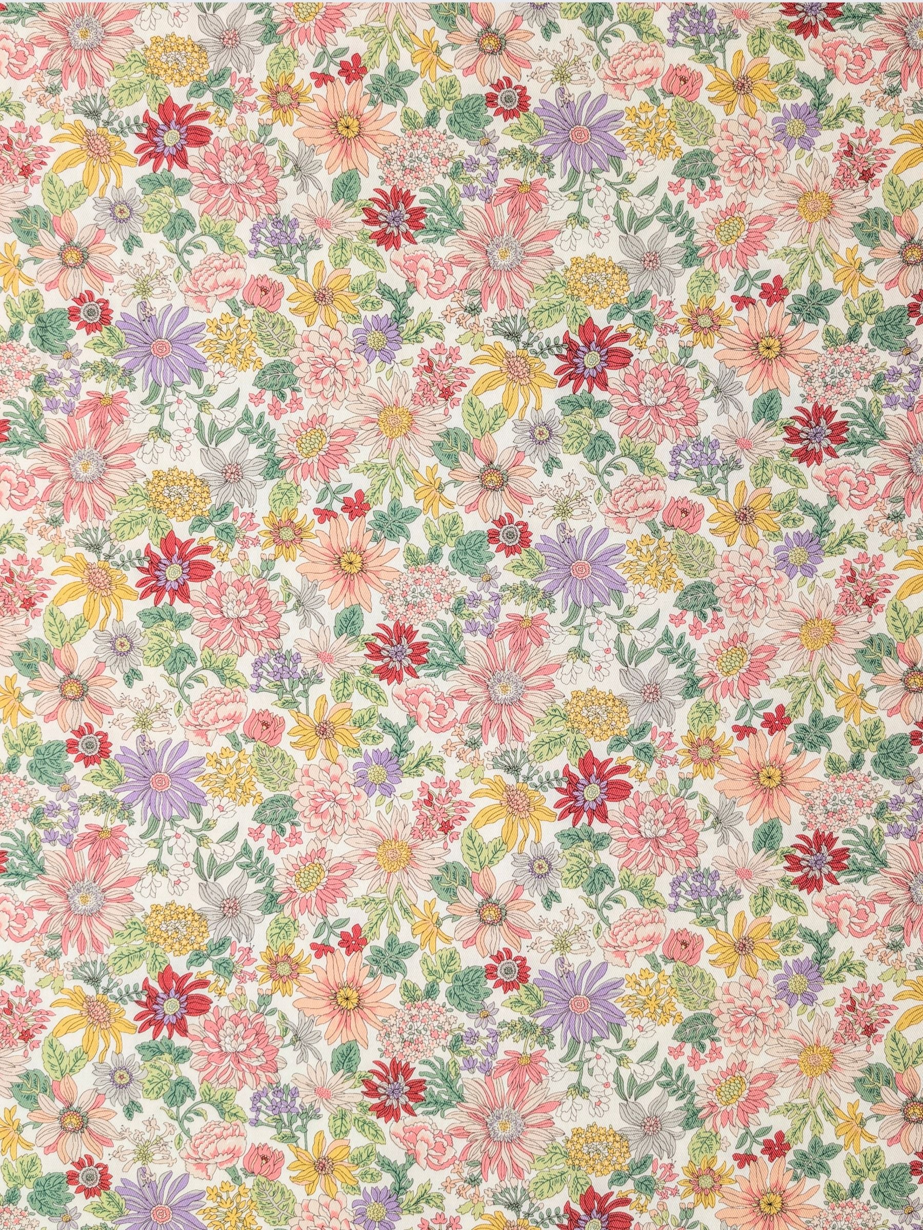 Kobayashi - Colorful Floral Cotton Twill Fabric - Pink
