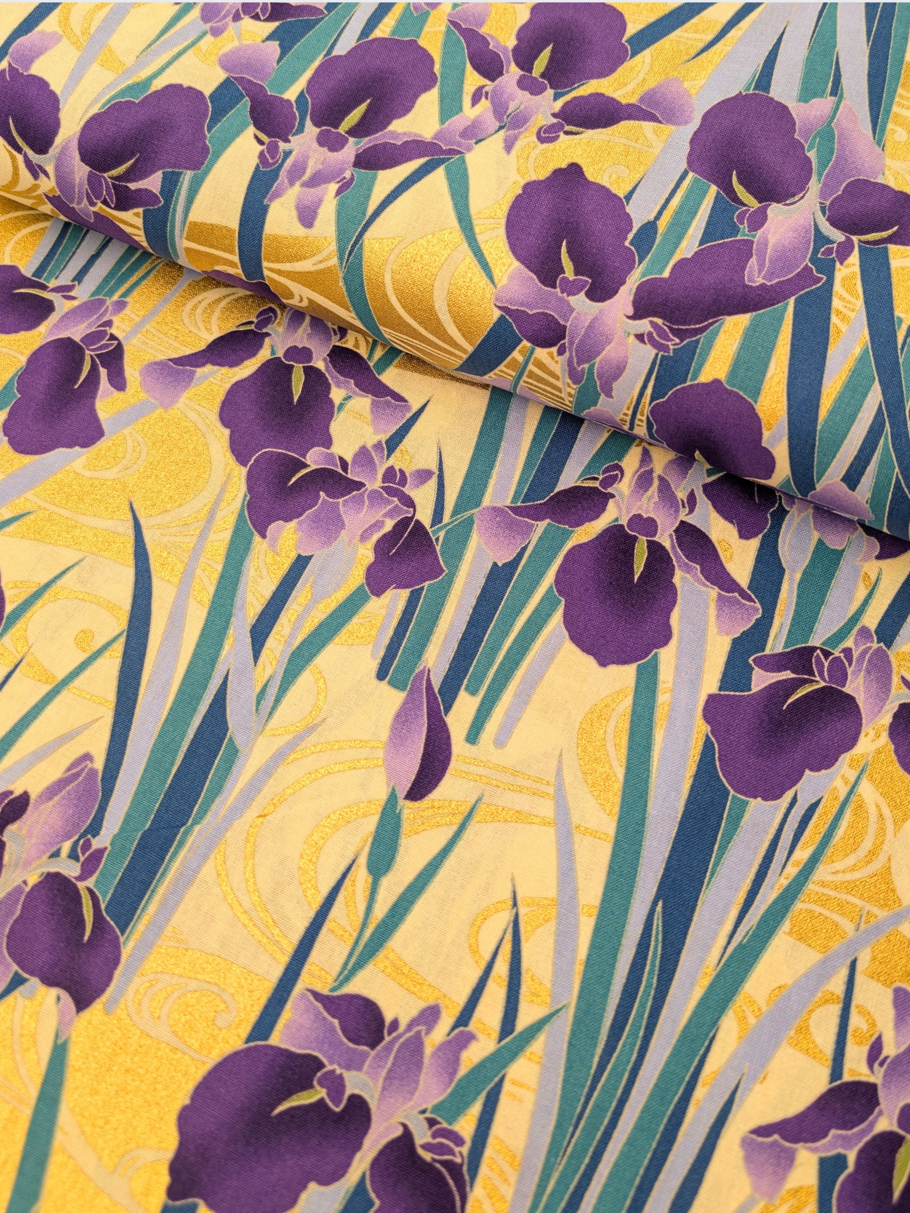 Naka - Golden Iris Cotton Sheeting Fabric - Purple