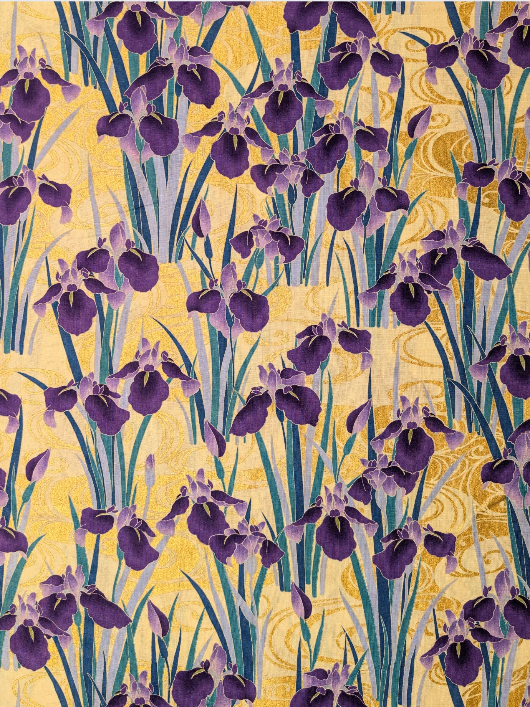 Naka - Golden Iris Cotton Sheeting Fabric - Purple