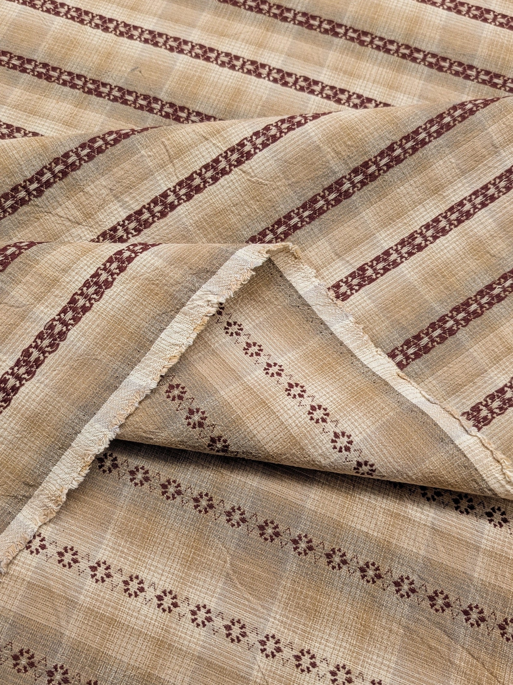 MYD - Daisy Chain Glen Check Plaid Yarn Dyed Cotton Fabric - Beige and Gray