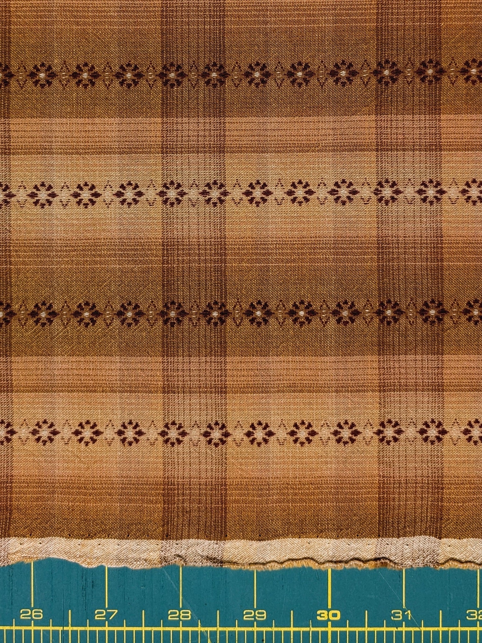 MYD - Daisy Chain Glen Check Plaid Yarn Dyed Cotton Fabric - Mustard and Cream