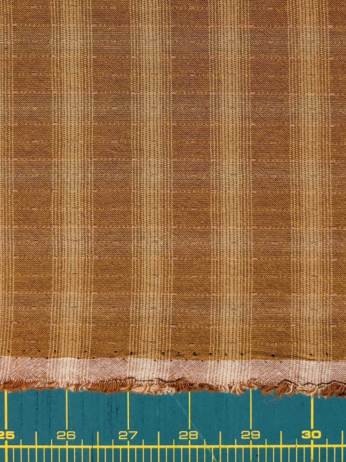 MYD - Dotted Texture Gingham Plaid Yarn Dyed Cotton Fabric - Marigold and Cream