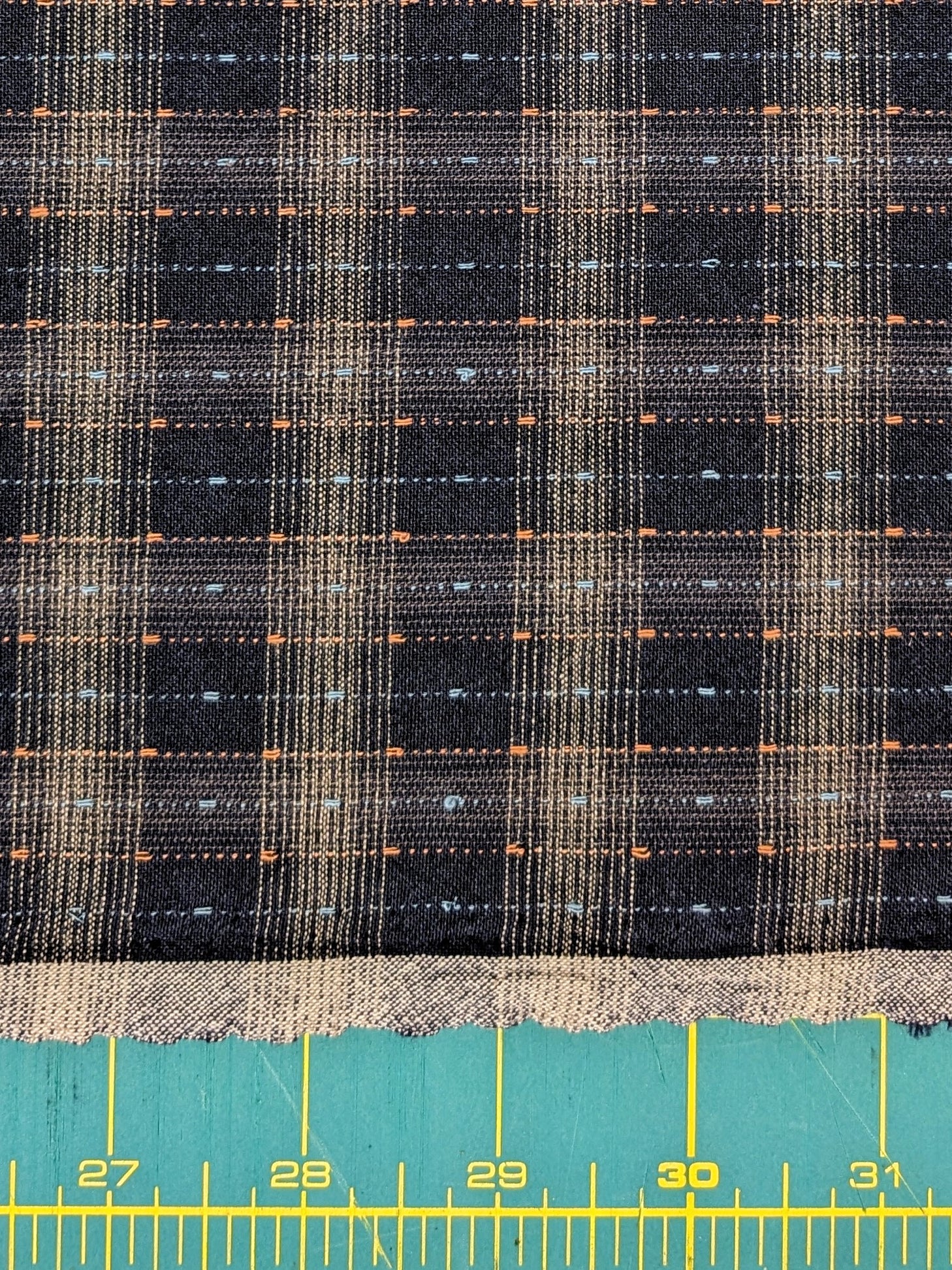 MYD - Dotted Texture Gingham Plaid Yarn Dyed Cotton Fabric - Navy and Grey