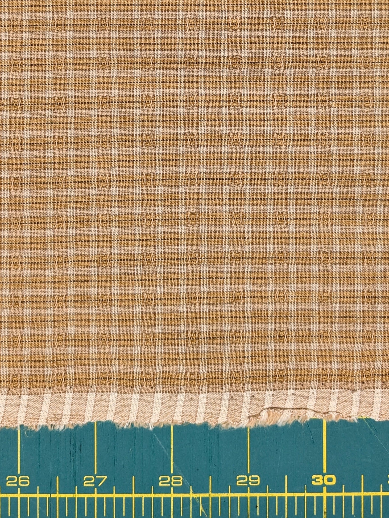 MYD - Textured Tattersall Plaid Yarn Dyed Cotton Fabric - Yellow Beige