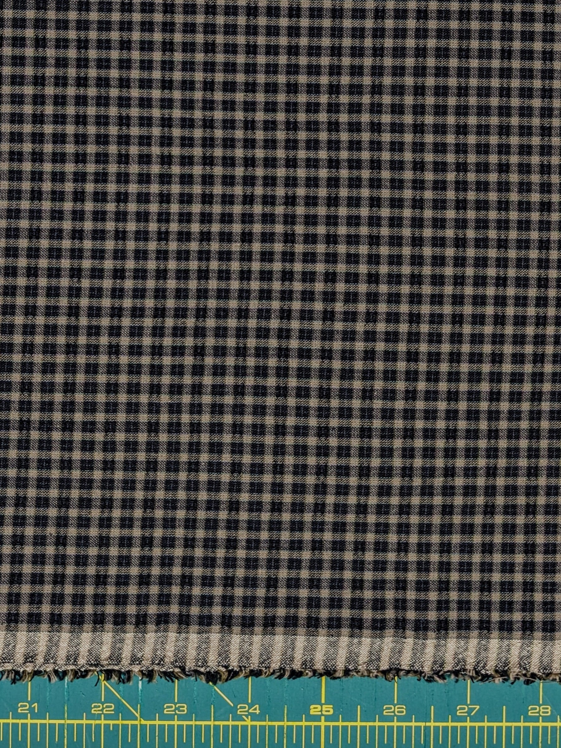 MYD - Textured Tattersall Plaid Yarn Dyed Cotton Fabric - Grey Blue