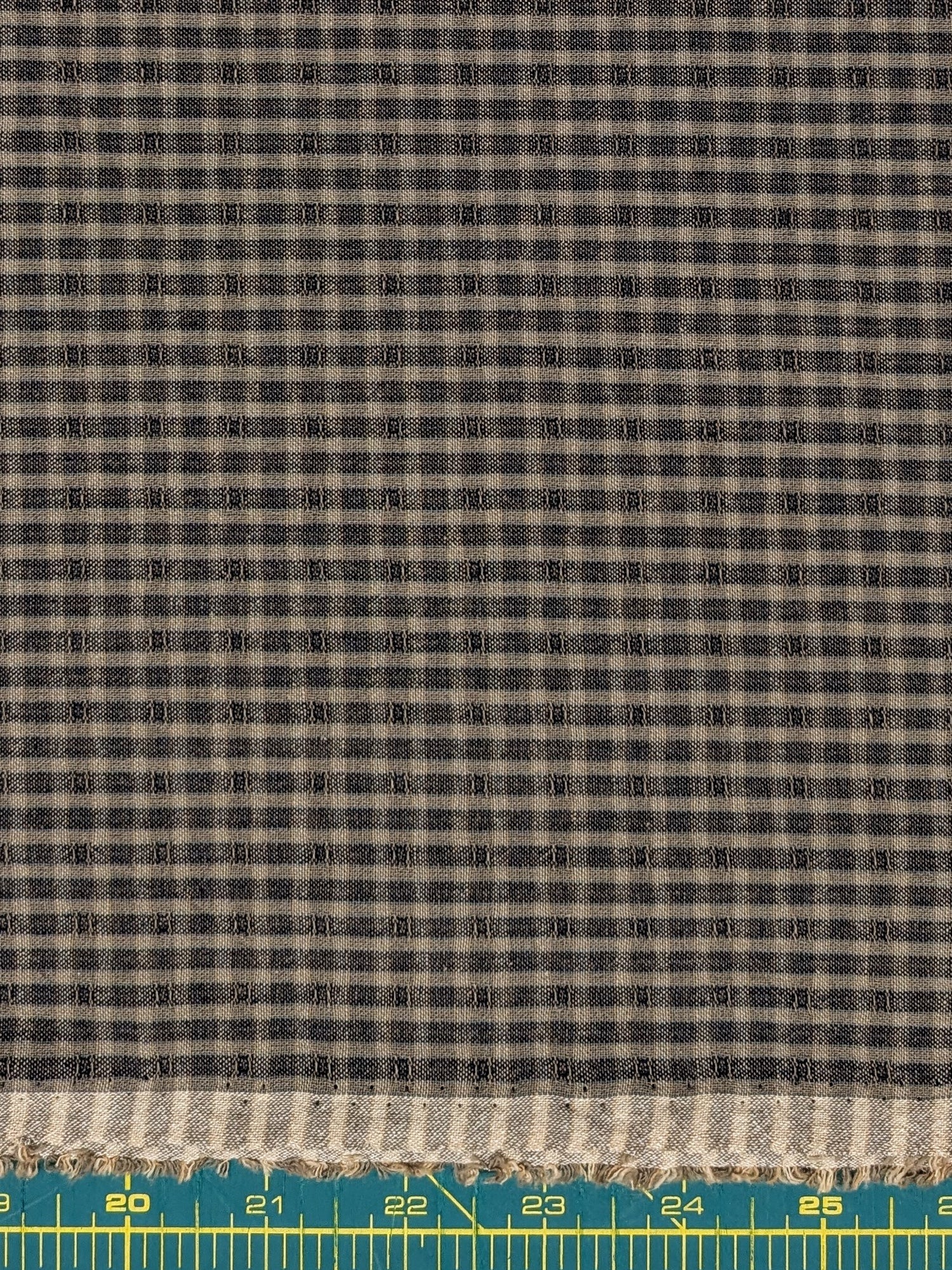 MYD - Textured Tattersall Plaid Yarn Dyed Cotton Fabric - Navy Grey