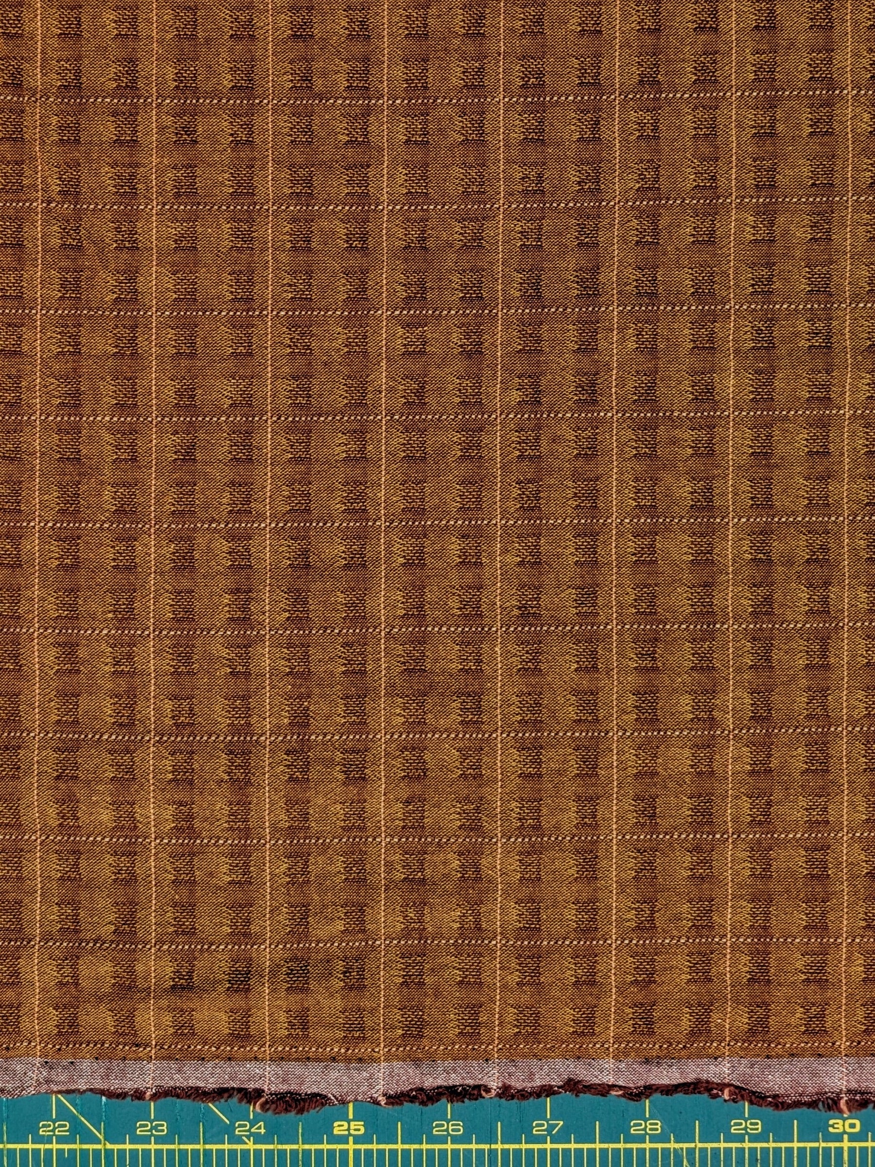MYD - Textured Windowpane Plaid Yarn Dyed Cotton Fabric - Burnt Orange