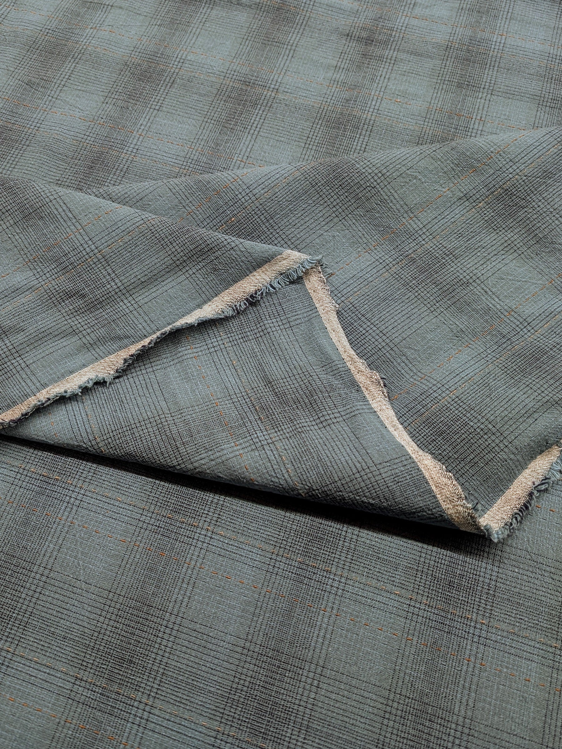MYD - Glen Check Plaid Yarn Dyed Cotton Fabric - Medium Blue