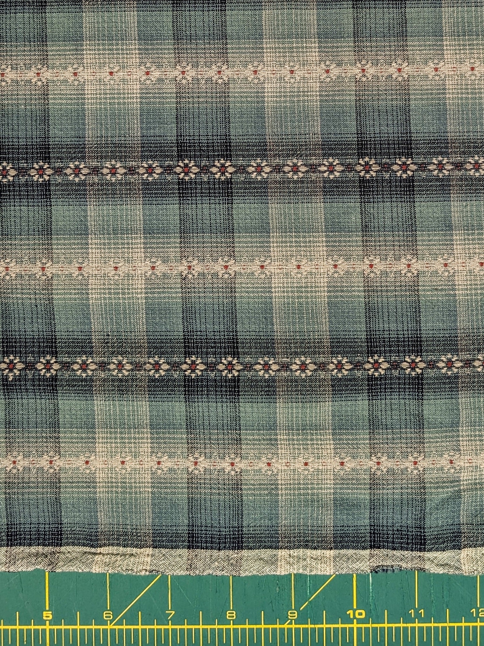 MYD - Daisy Chain Glen Check Plaid Yarn Dyed Cotton Fabric - Blue and Teal