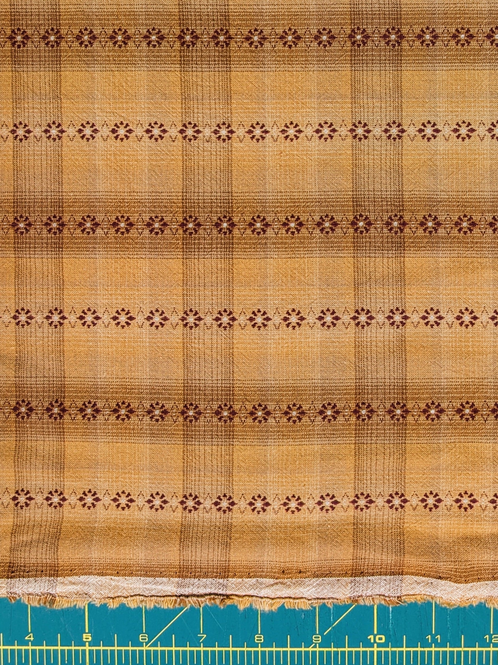 MYD - Daisy Chain Glen Check Plaid Yarn Dyed Cotton Fabric - Marigold and Brown