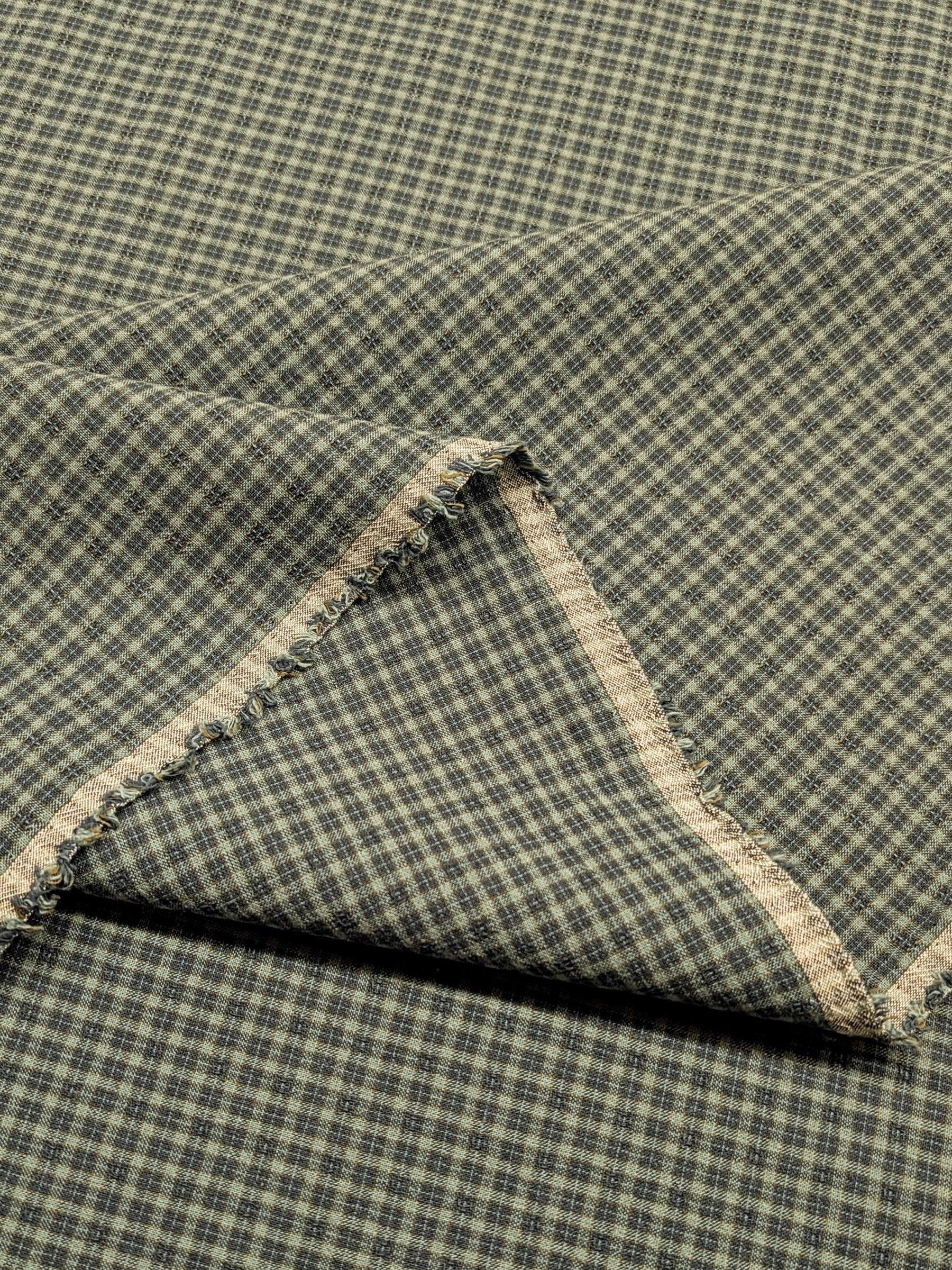 MYD - Textured Tattersall Plaid Yarn Dyed Cotton Fabric - Teal Blue