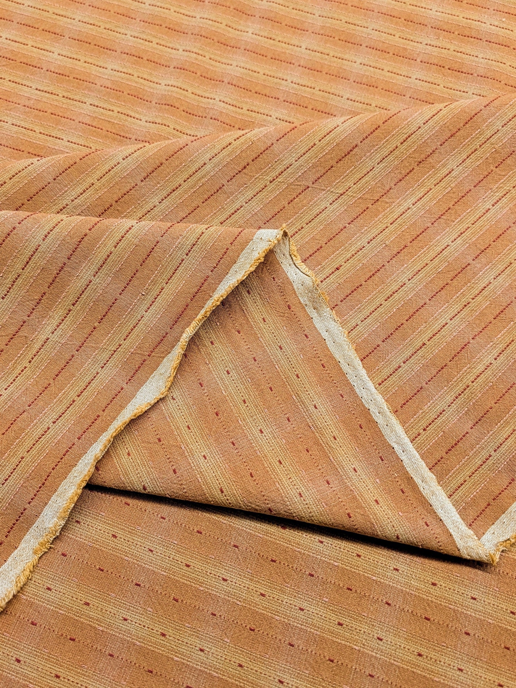 MYD - Dotted Texture Gingham Plaid Yarn Dyed Cotton Fabric - Orange and Yellow
