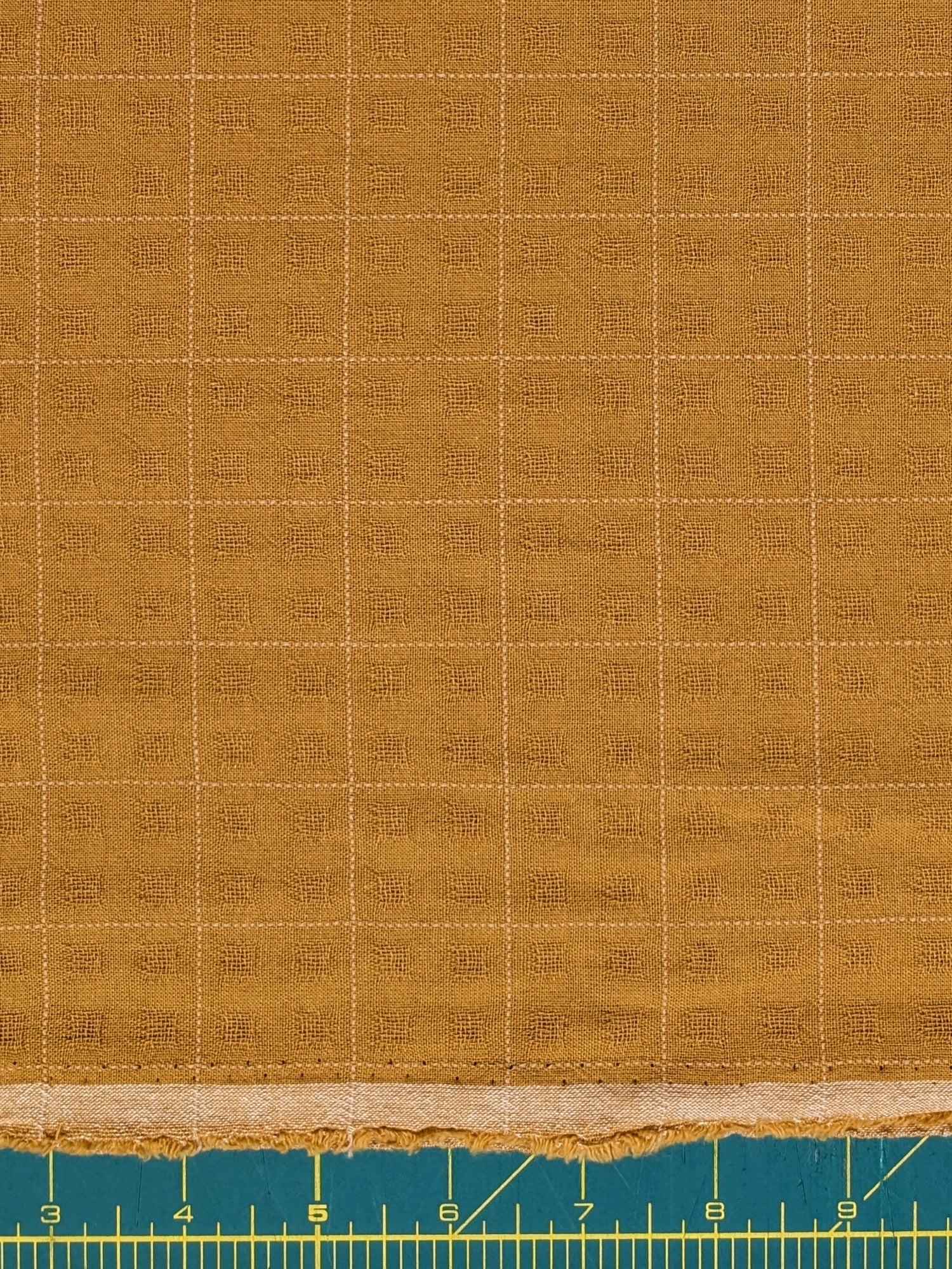 MYD - Textured Windowpane Plaid Yarn Dyed Cotton Fabric - Yellow