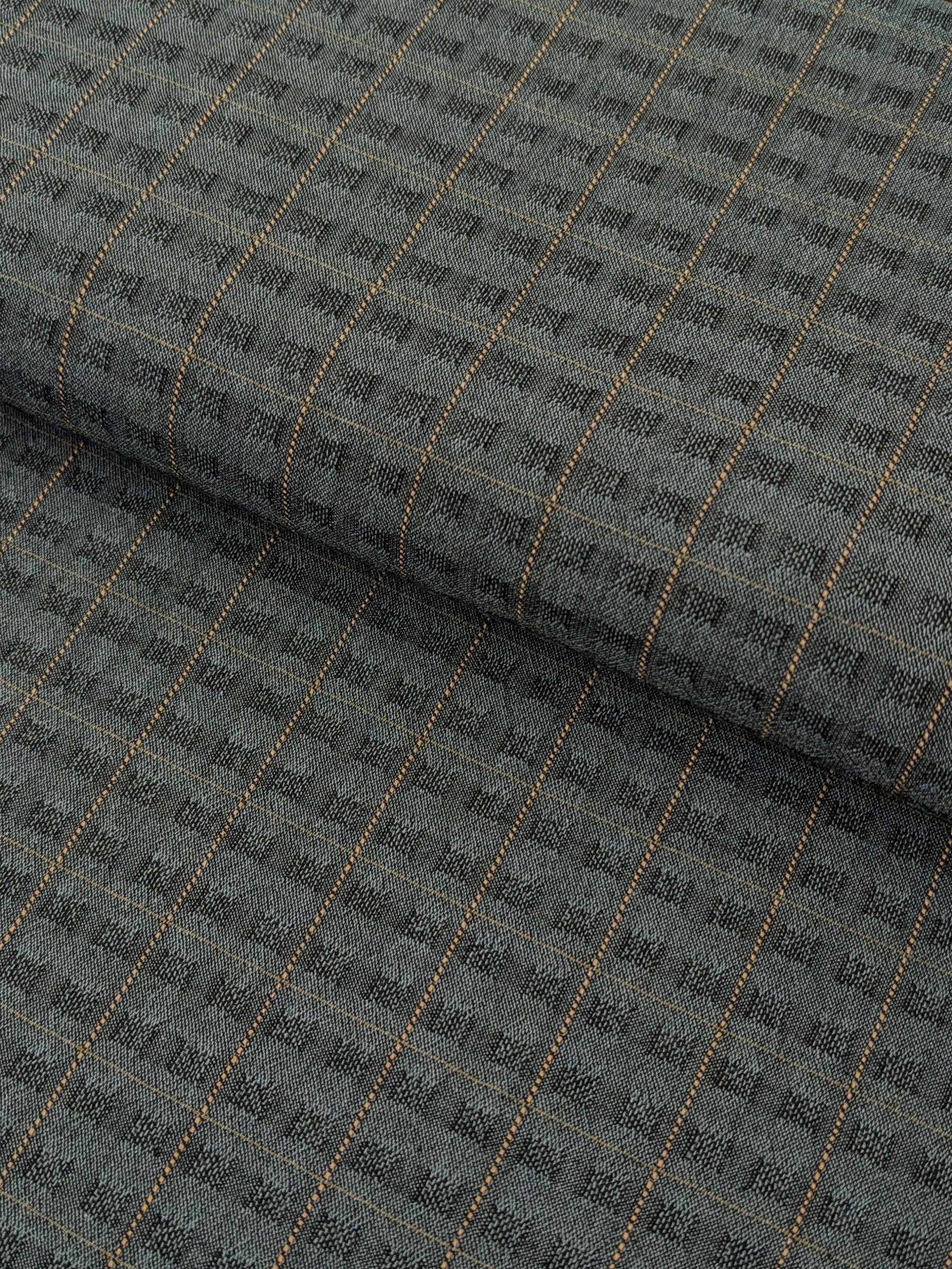 MYD - Textured Windowpane Plaid Yarn Dyed Cotton Fabric - Teal