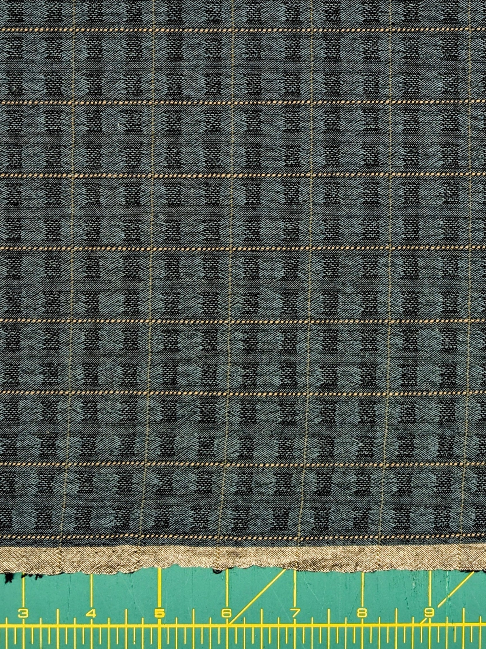 MYD - Textured Windowpane Plaid Yarn Dyed Cotton Fabric - Teal