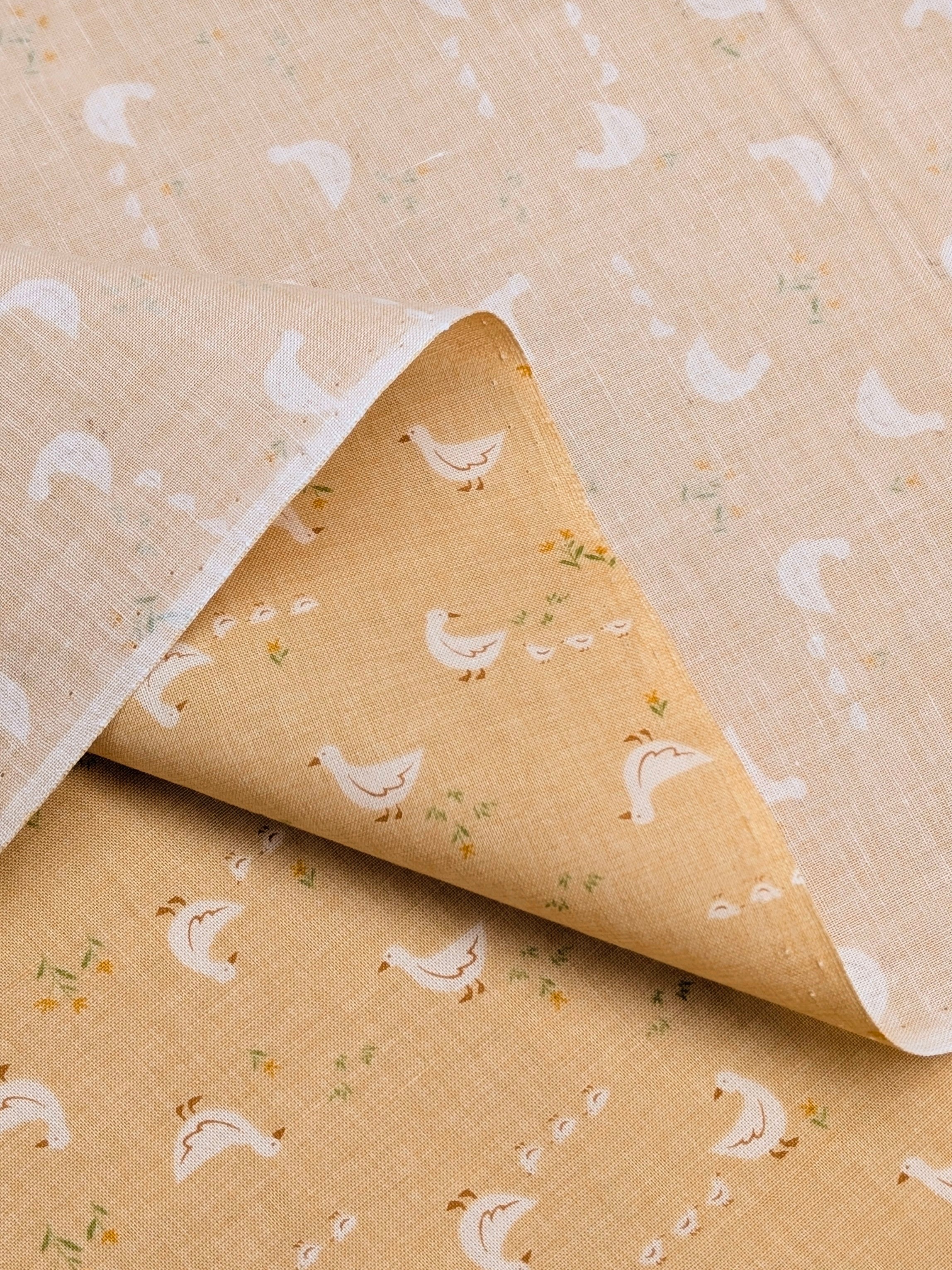 Vancet - Farmyard Ducks Japanese Cotton Feedsack Fabric - Beige
