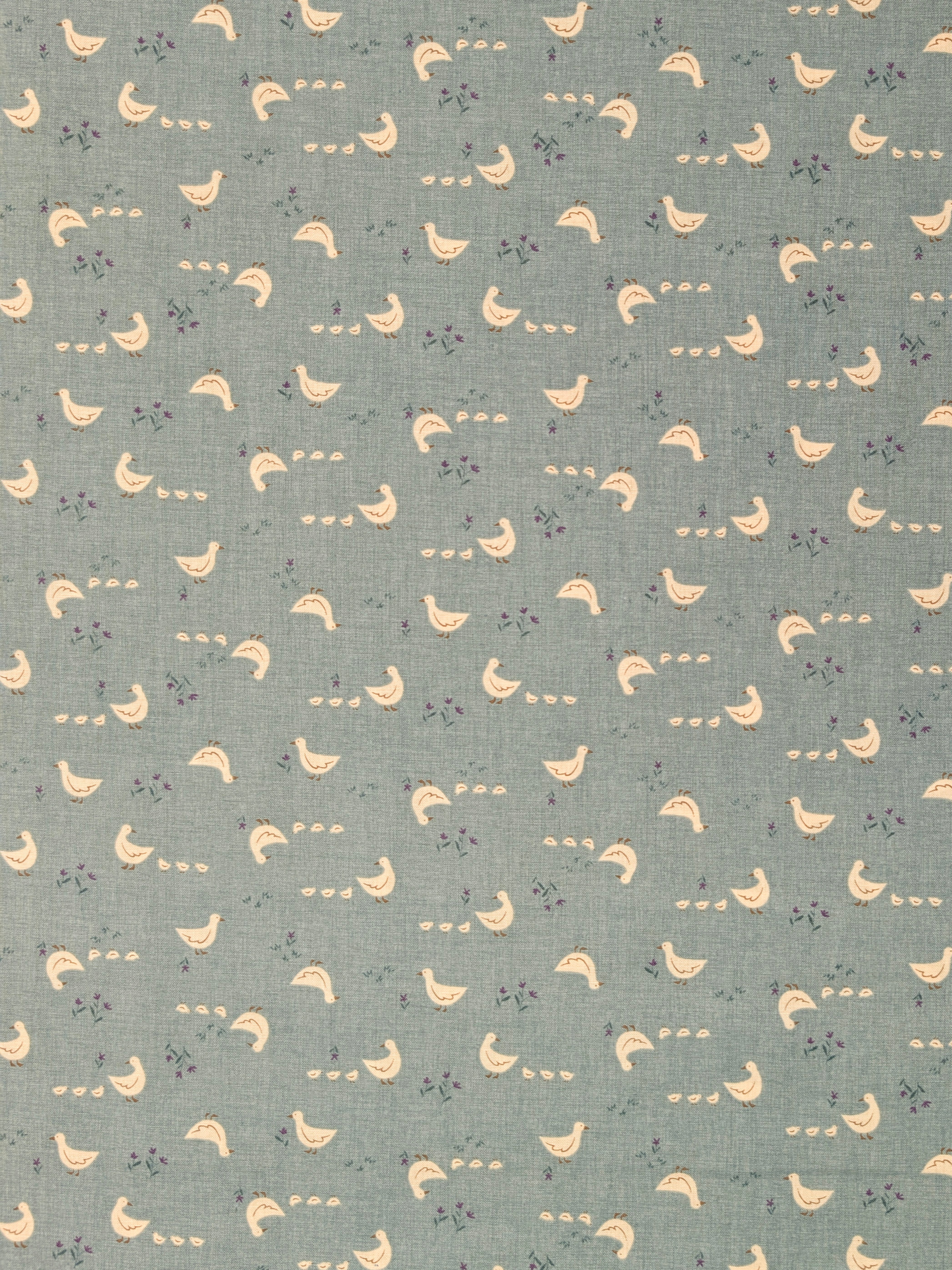 Vancet - Farmyard Ducks Japanese Cotton Feedsack Fabric - Blue