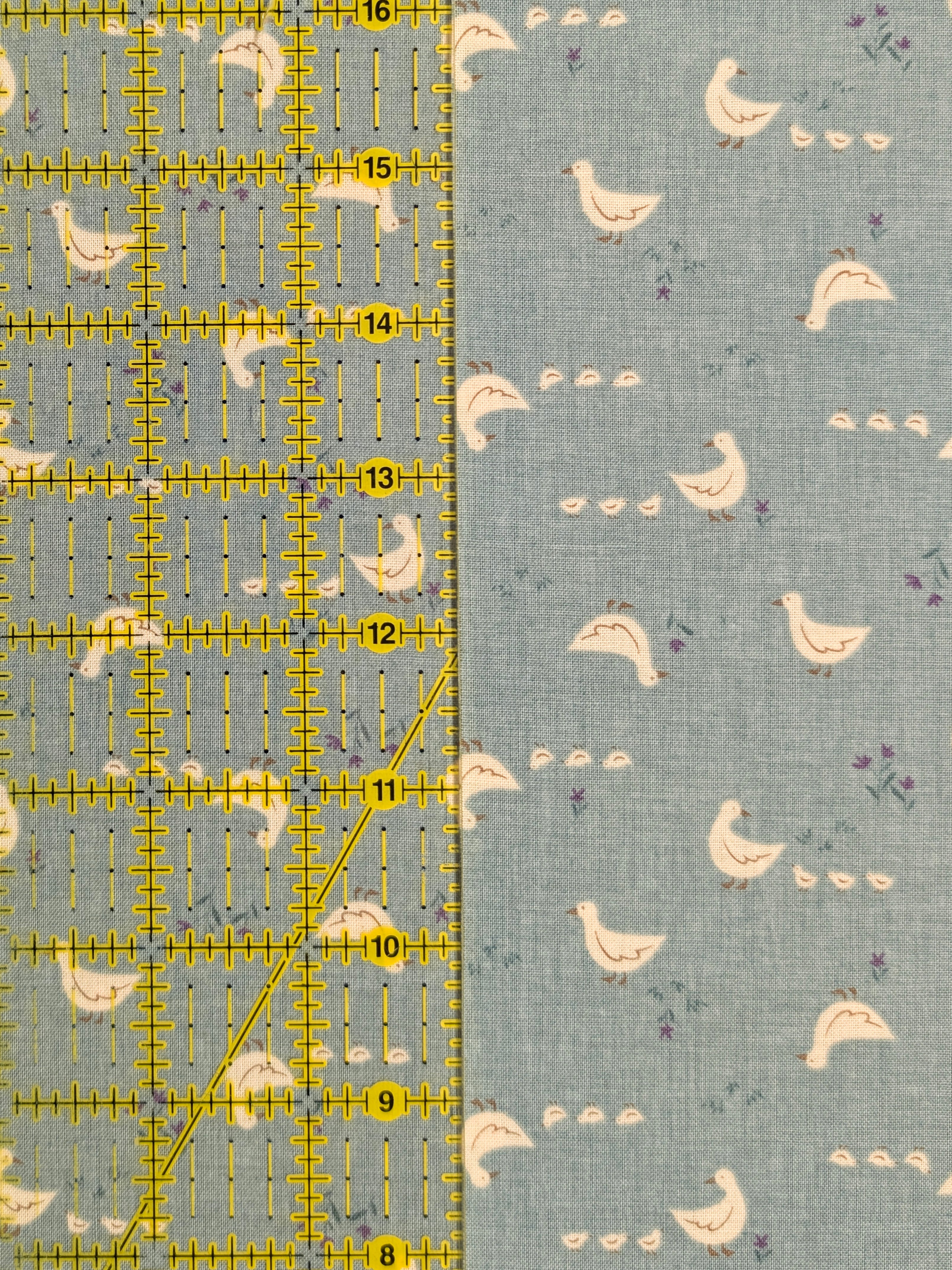 Vancet - Farmyard Ducks Japanese Cotton Feedsack Fabric - Blue