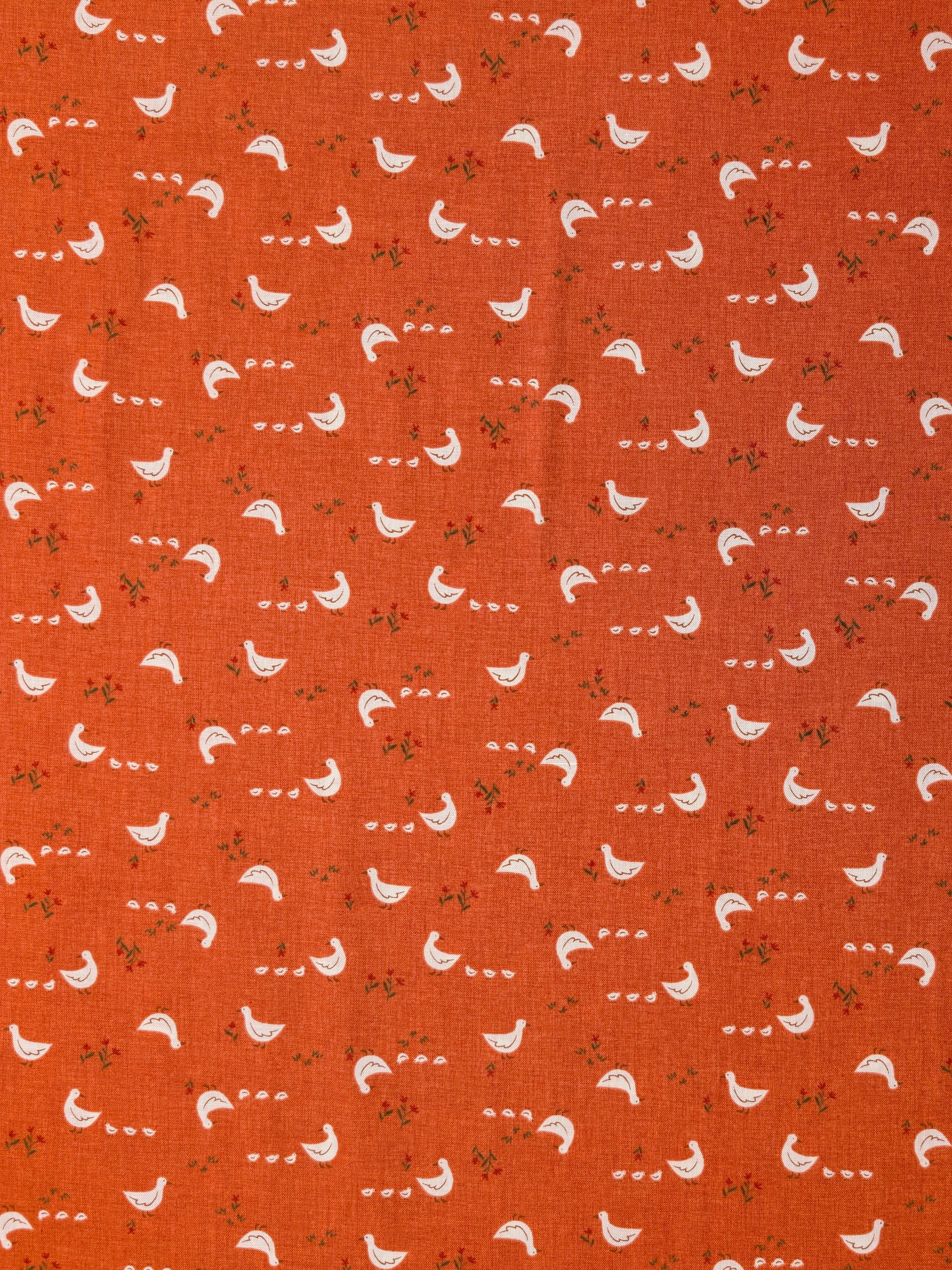 Vancet - Farmyard Ducks Japanese Cotton Feedsack Fabric - Red