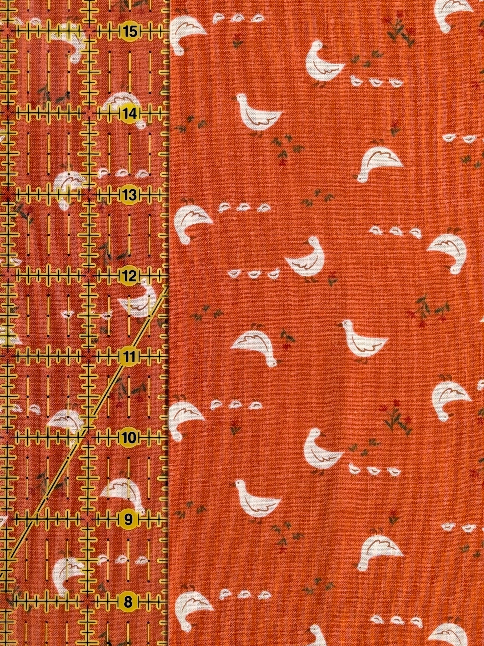 Vancet - Farmyard Ducks Japanese Cotton Feedsack Fabric - Red