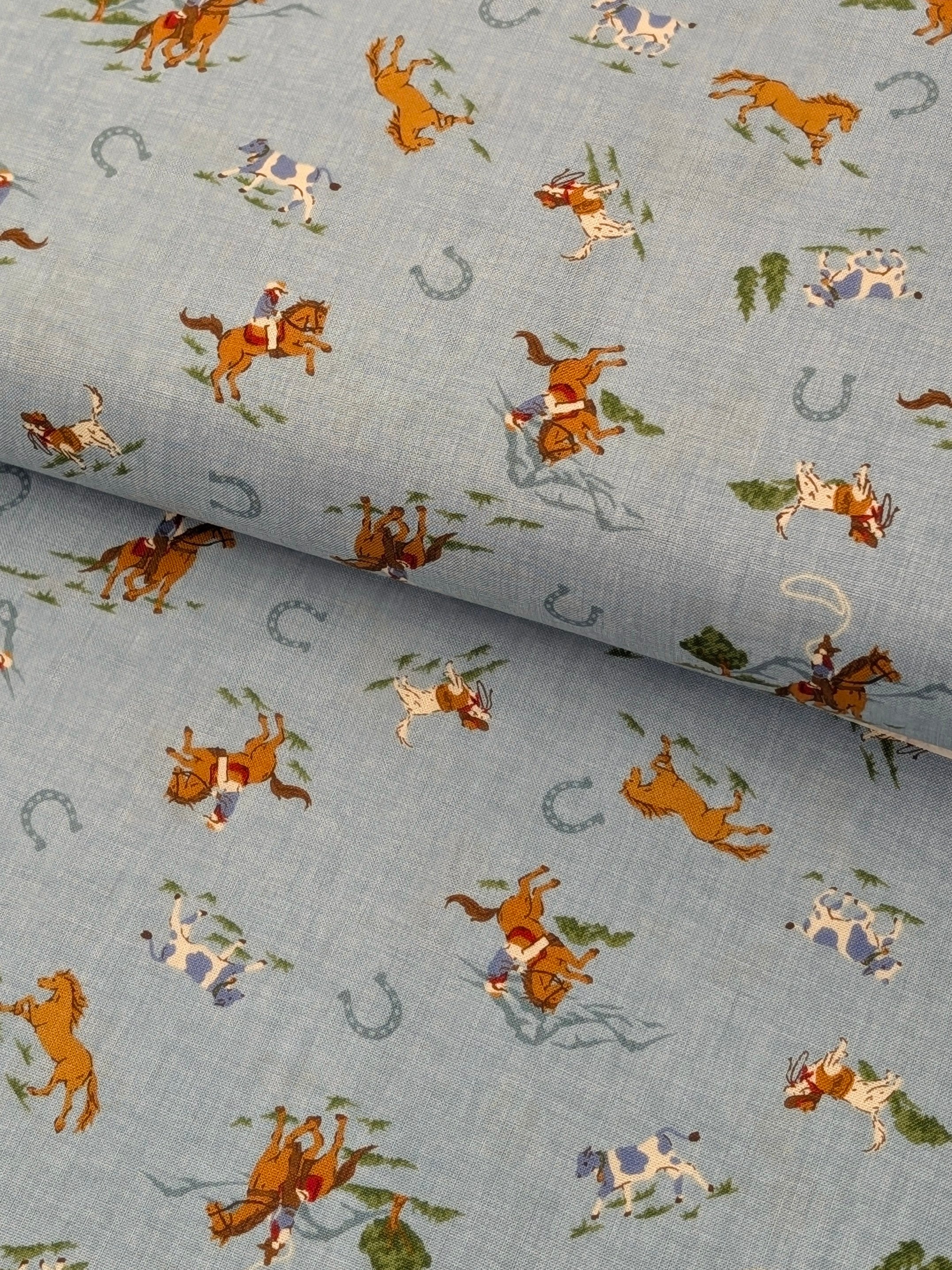 Vancet - Old Western Japanese Cotton Feedsack Fabric - Blue