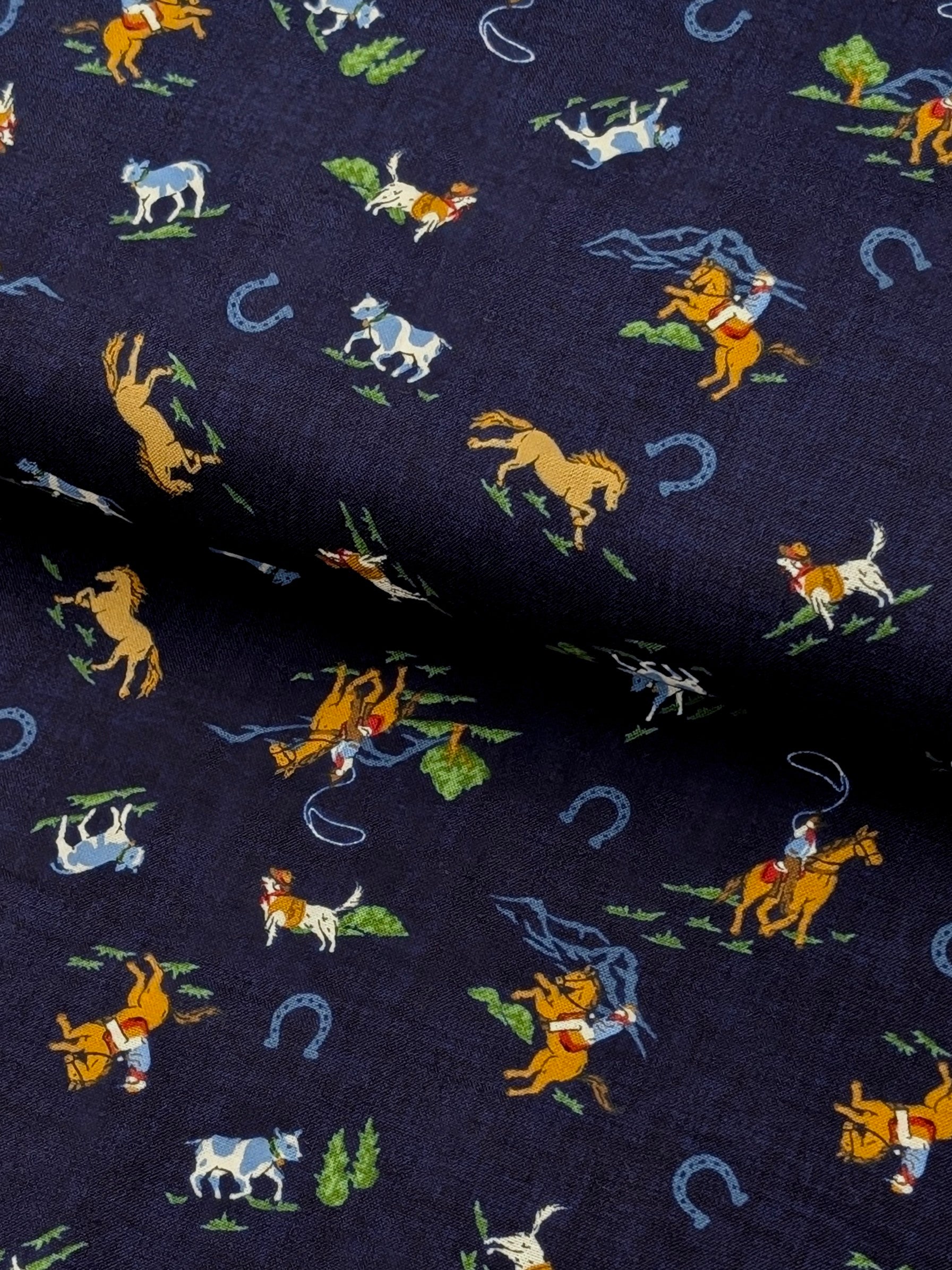 Vancet - Old Western Japanese Cotton Feedsack Fabric - Navy