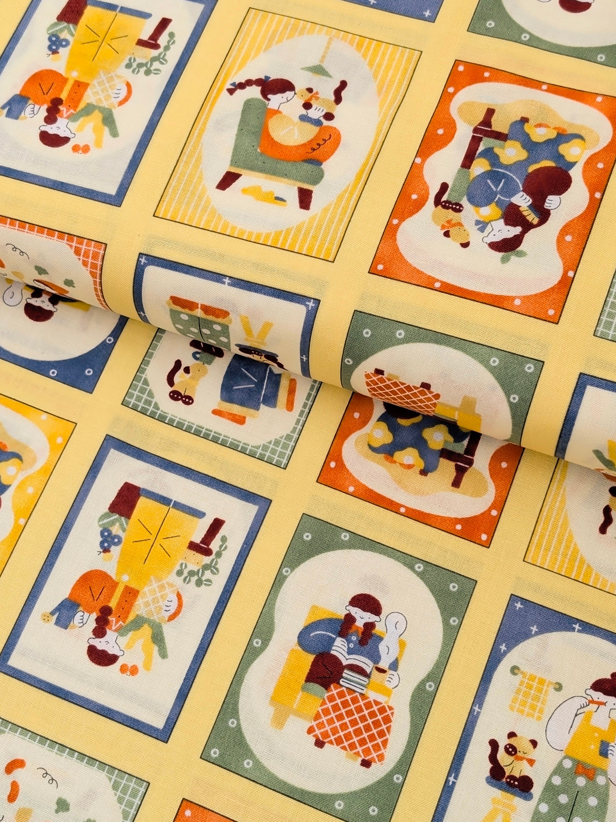 Cosmo - Scrapbook Ladies Japanese Cotton Fabric - Yellow