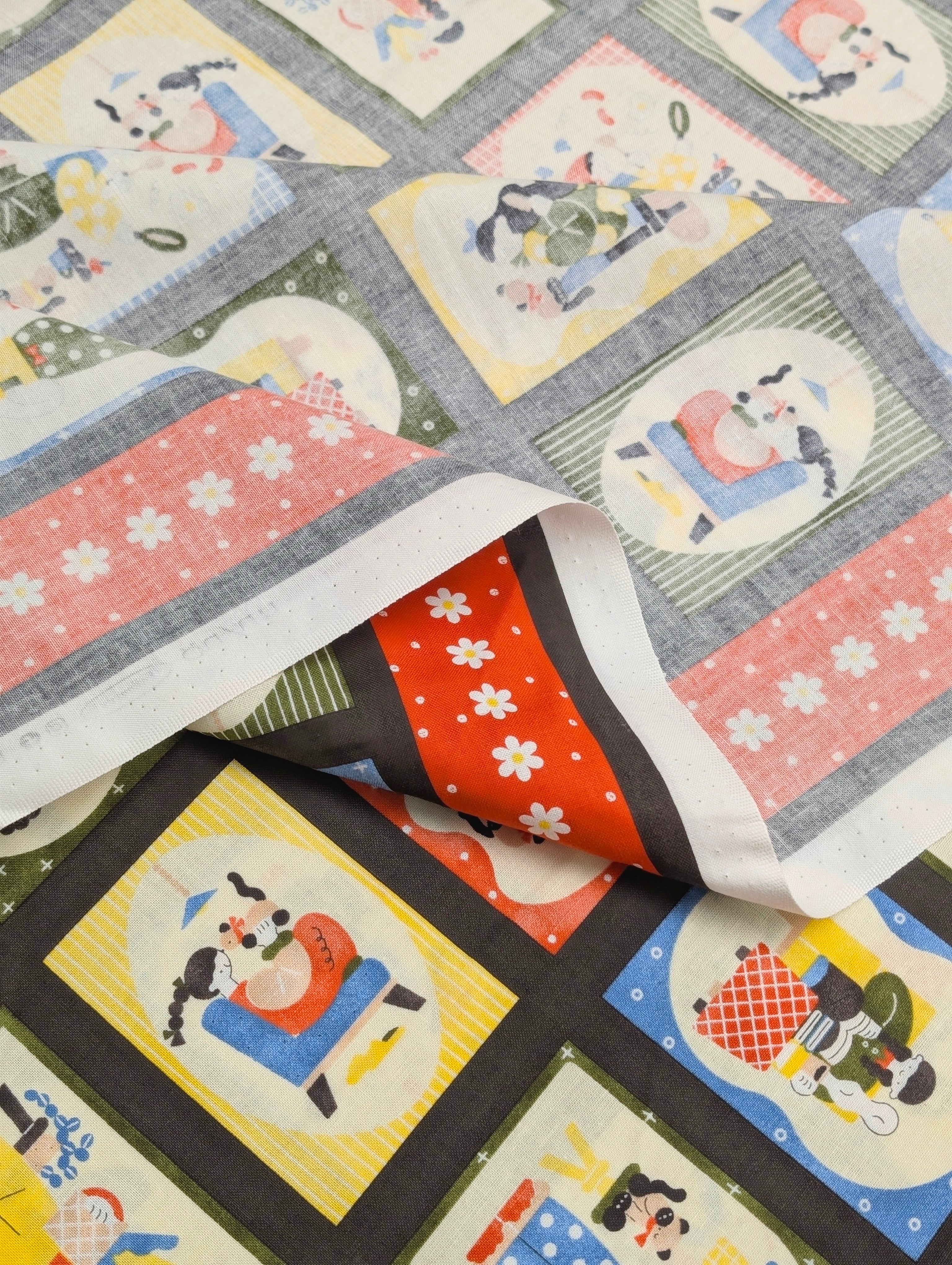 Cosmo - Scrapbook Ladies Japanese Cotton Fabric - Gray