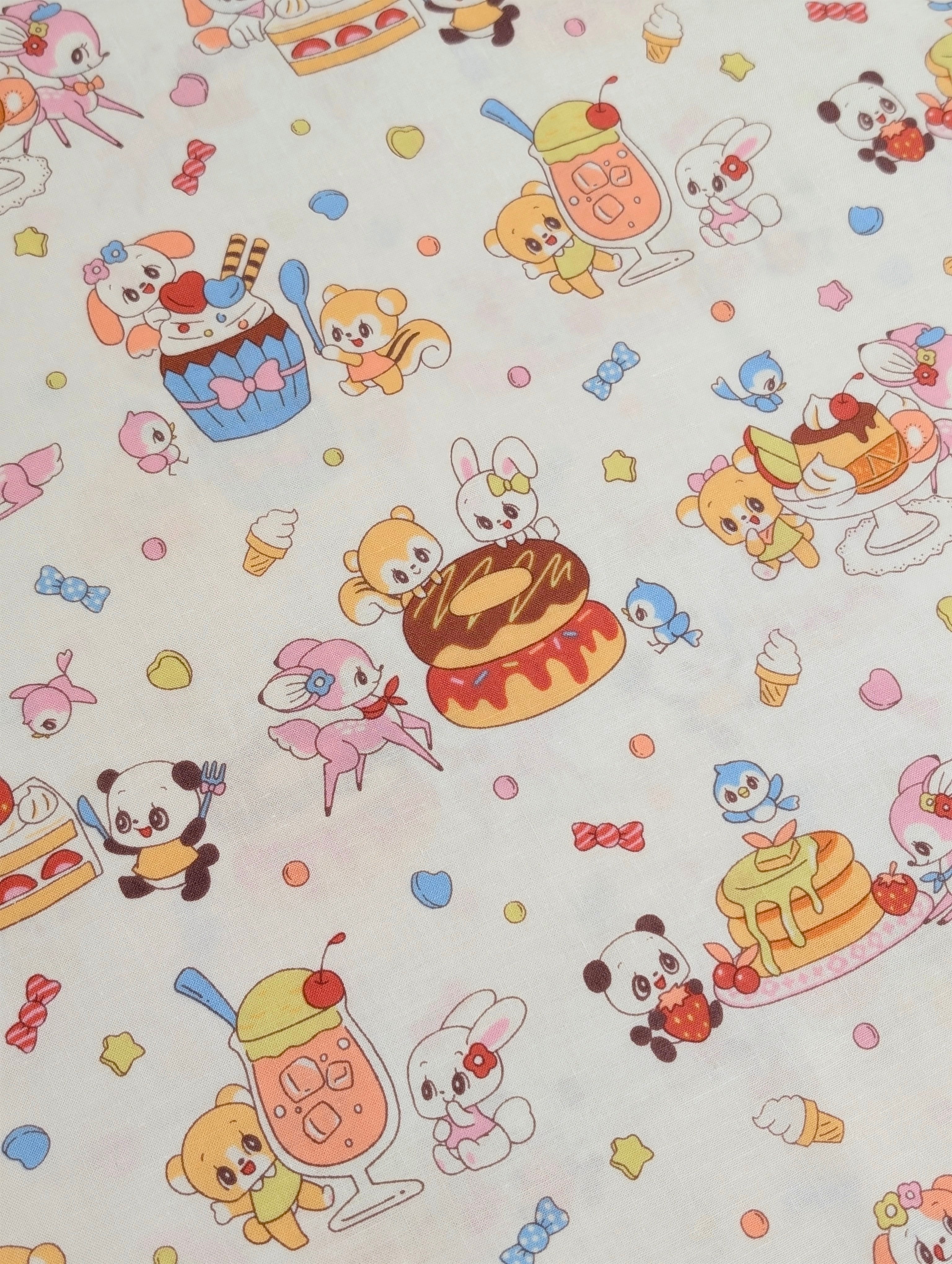 Yuwa - 90s Retro Sweet Shoppe Cotton Fabric - White