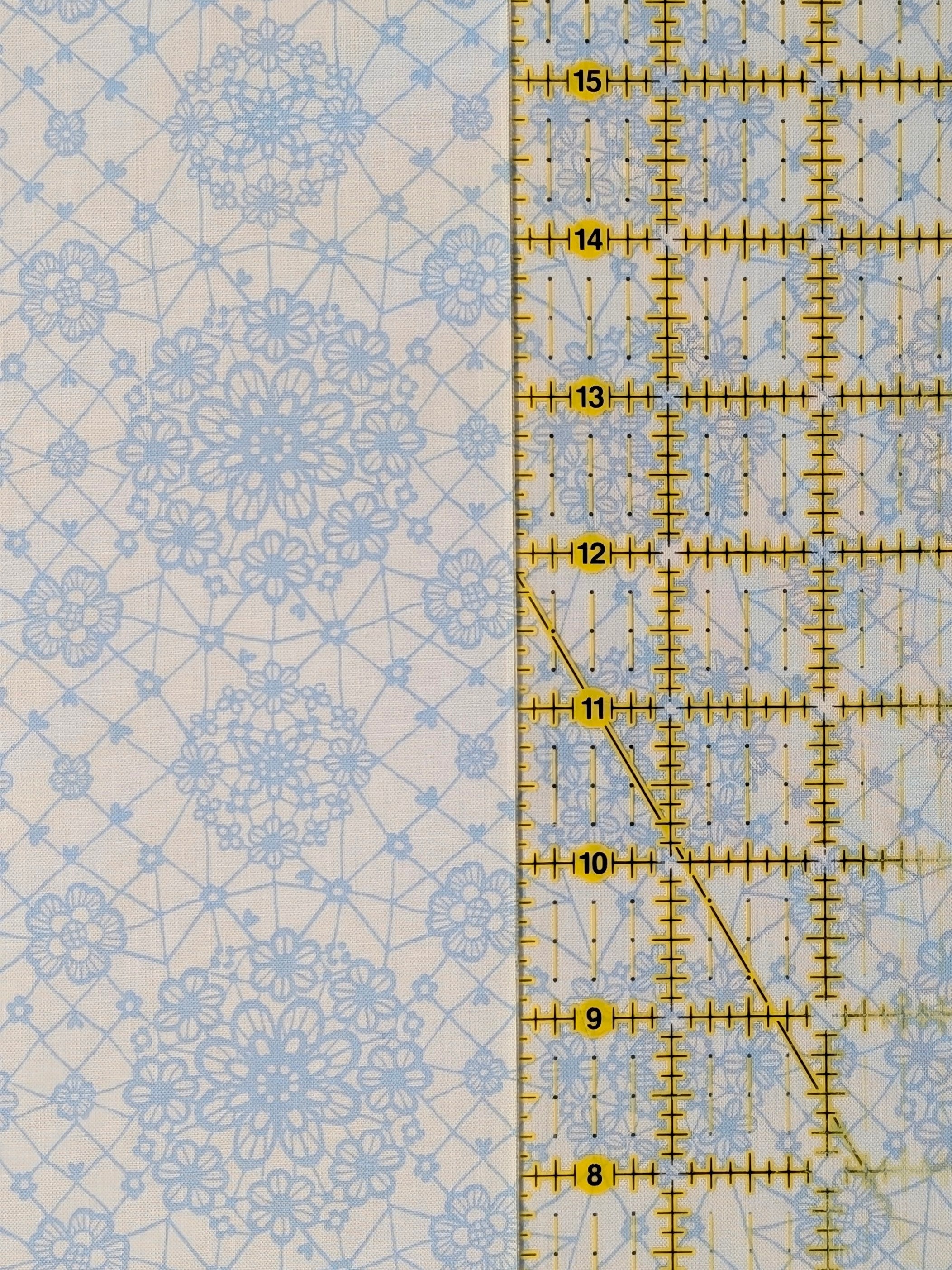 Yuwa -Floral Lace Print Cotton Fabric - Light BLue