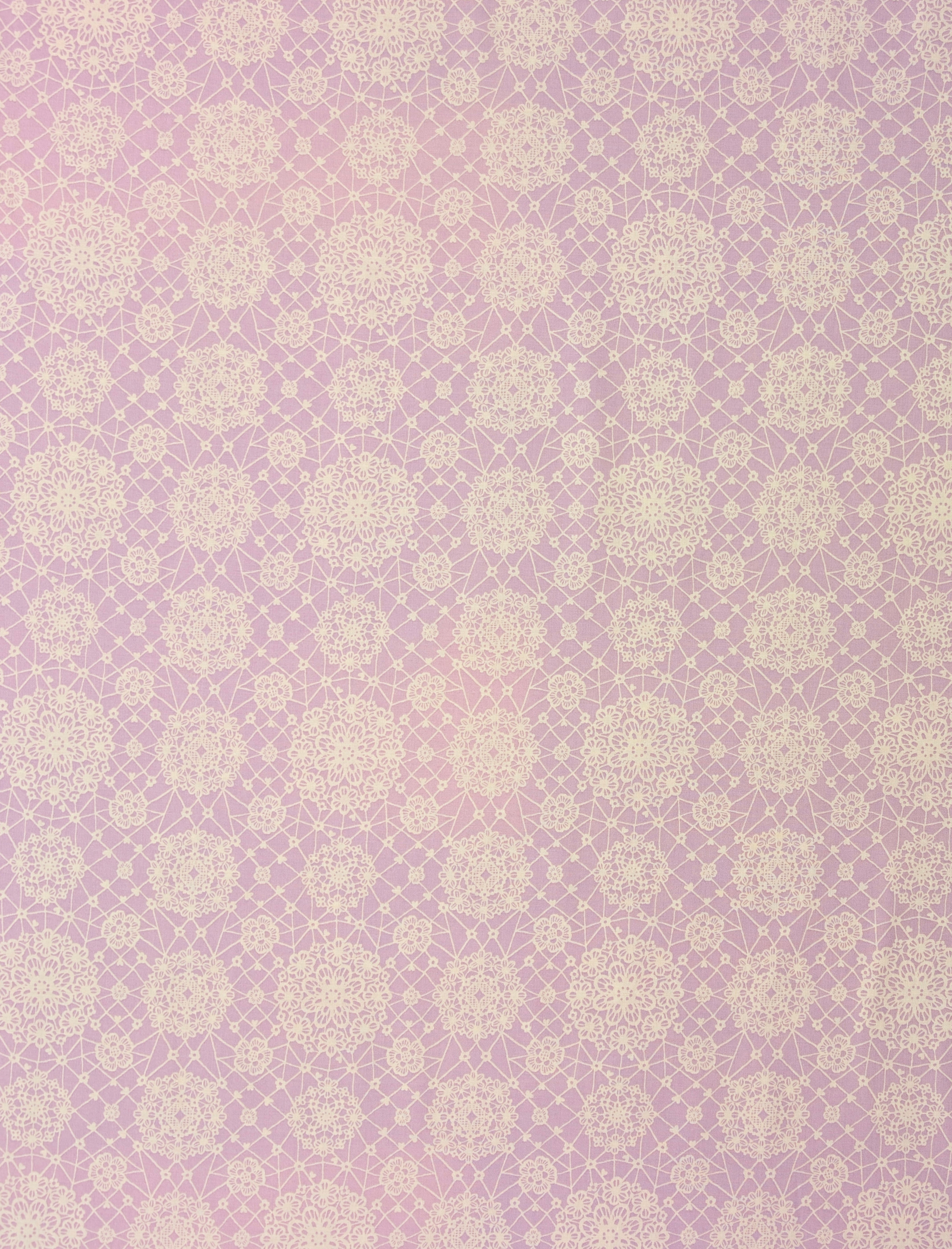 Yuwa - Floral Lace Print Cotton Fabric - Lavender