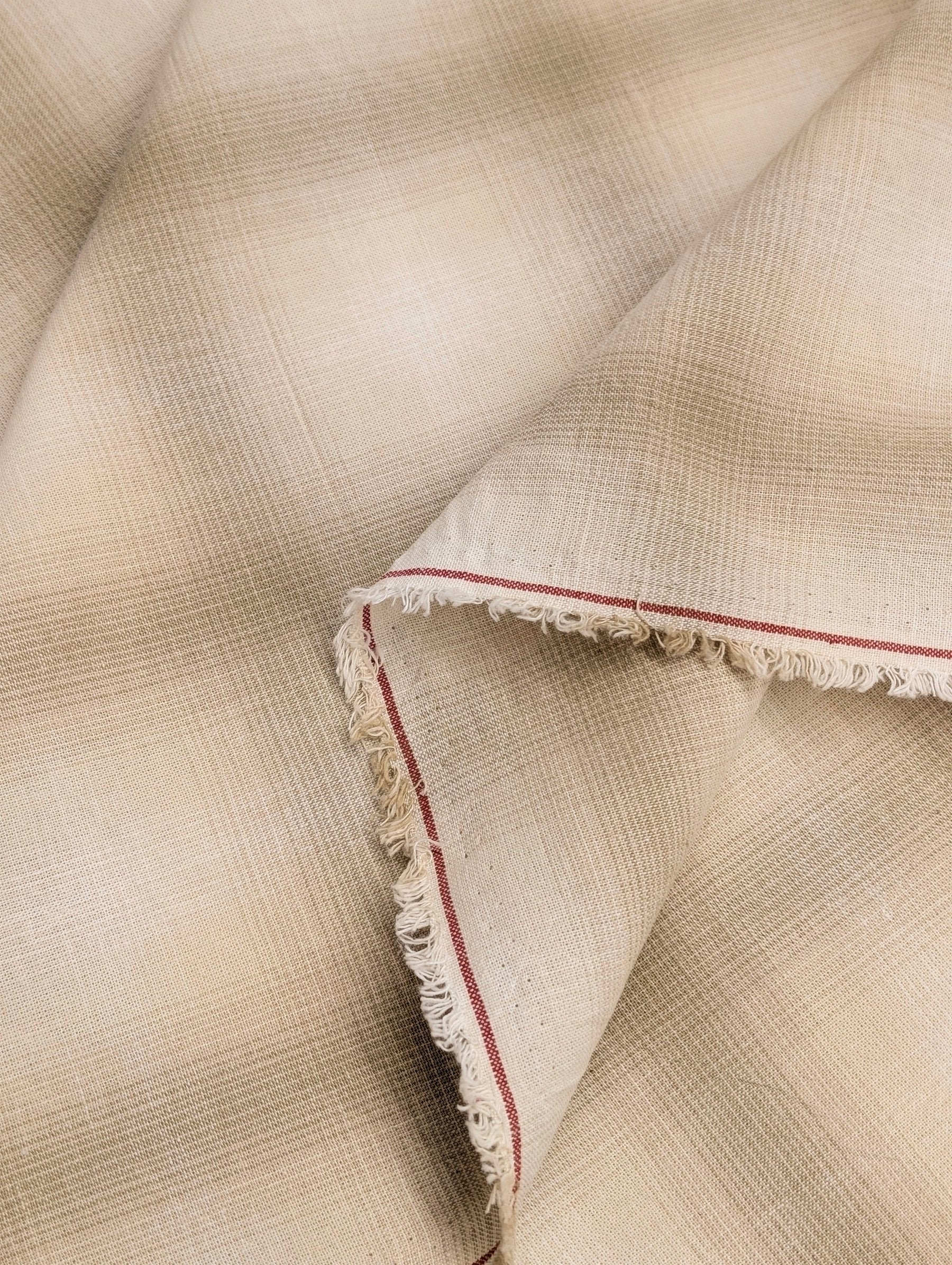 Vancet - Giant Windowpane Plaid Yarn Dyed Cotton Fabric - Beige