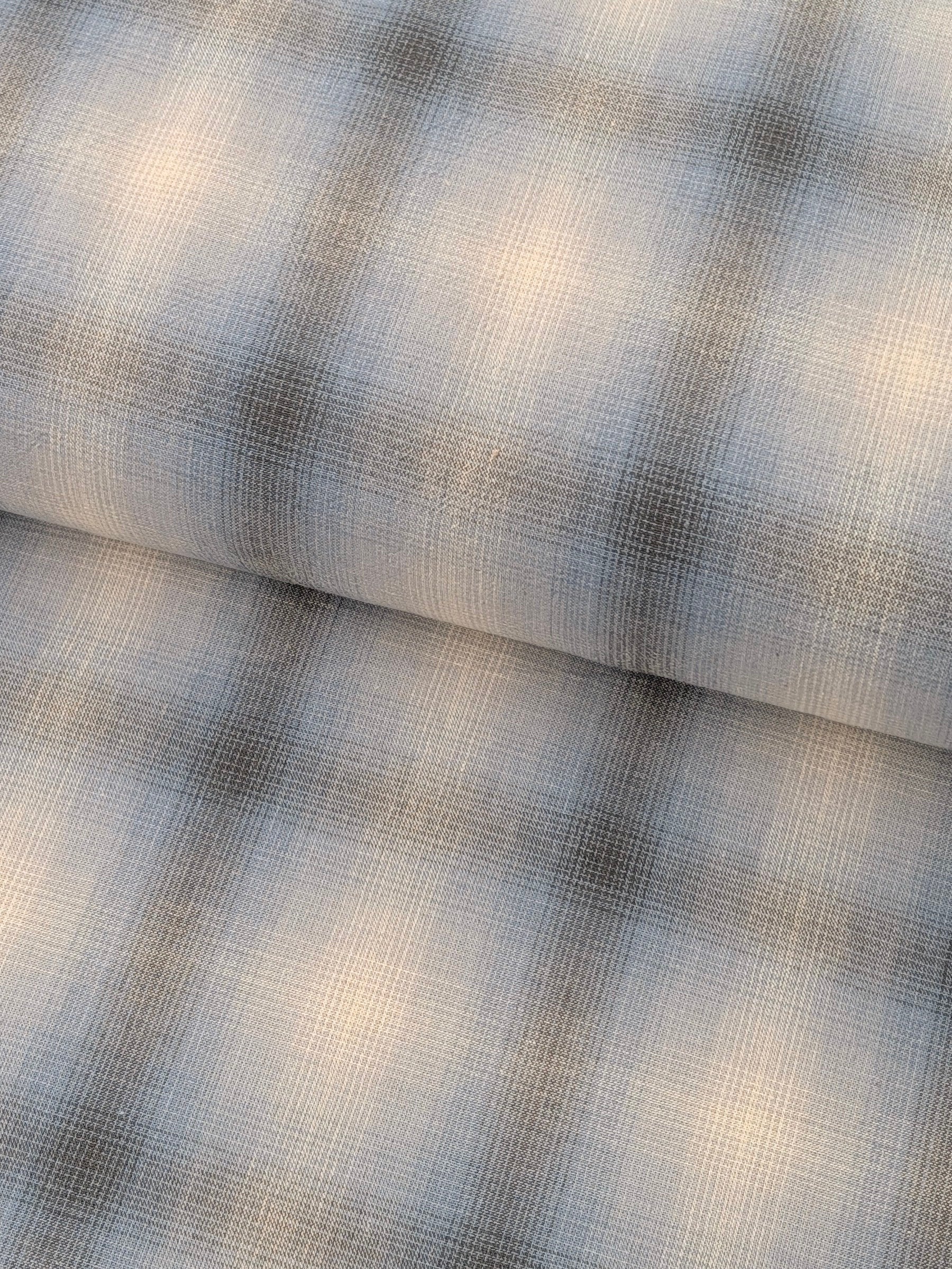 Vancet - Giant Windowpane Plaid Yarn Dyed Cotton Fabric - Blue
