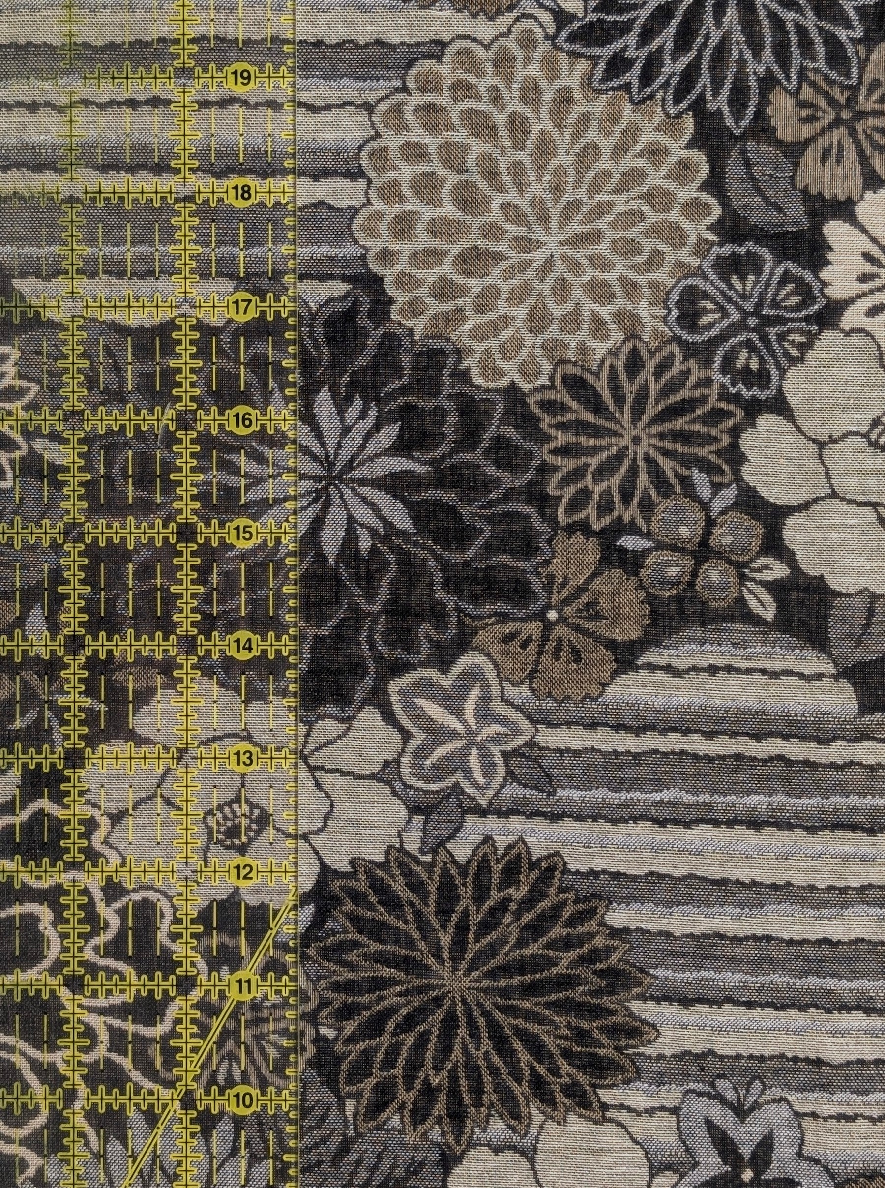 Kobayashi - Floral Blooms with Stripes Double Sided Jacquard Cotton Fabric