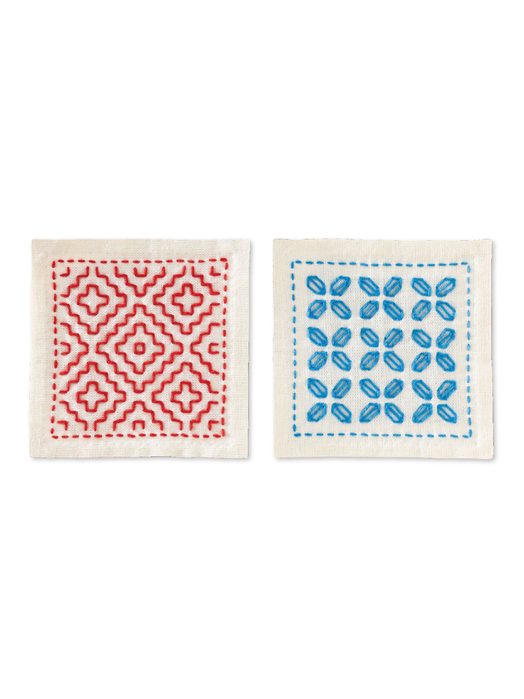 Olympus - Sashiko Coaster "Persimmon Flower and Diamond" Sampler Kit - Beige