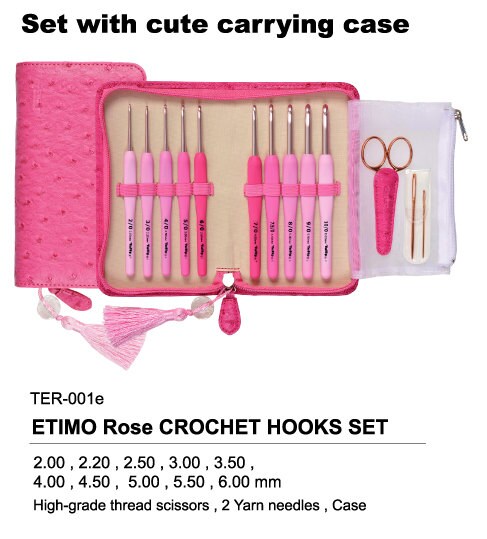 Tulip - Large Hooks Set "Etimo" Rose Cushion Grip Crochet Hooks - Pink