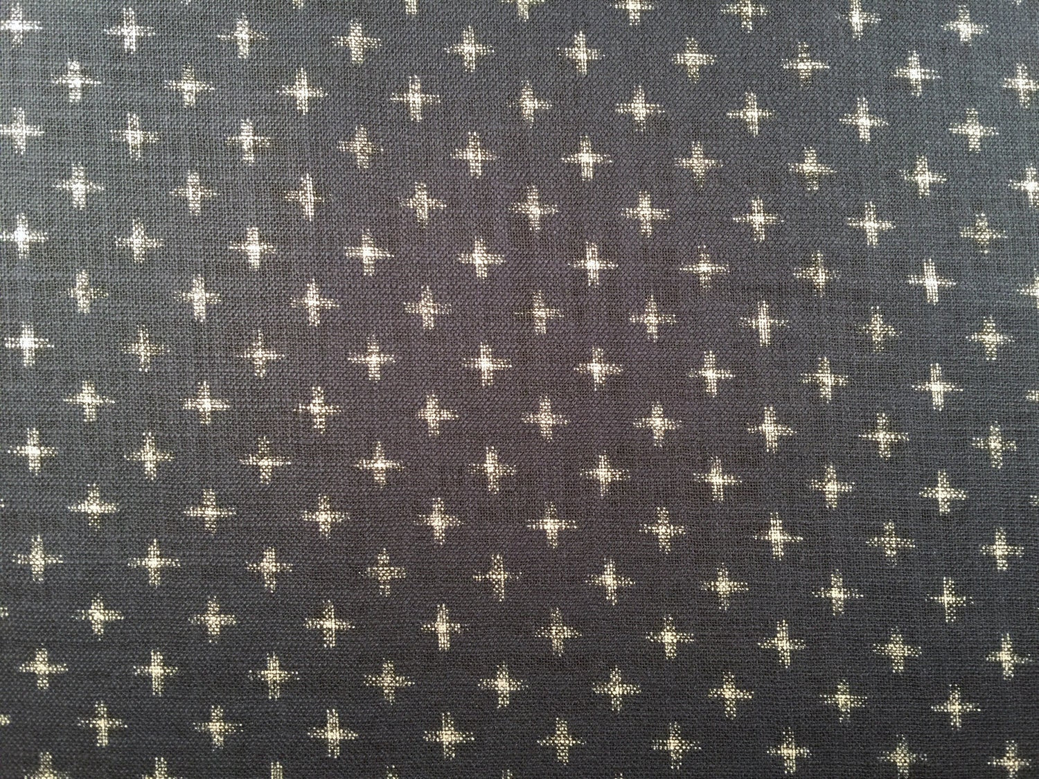 Sevenberry cross kasuri-style print Japanese cotton fabric 88223-23 navy blue beige