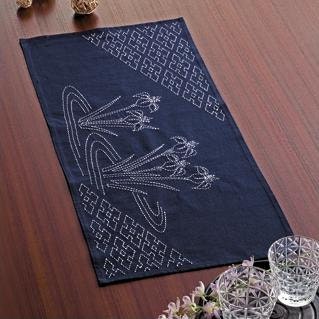 Olympus - Iris Table Runner Sashiko Sampler Kit - White on Blue