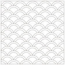 Yokota - Seigaiha Waves Cotton Sashiko Fukin Sampler Cloth - White