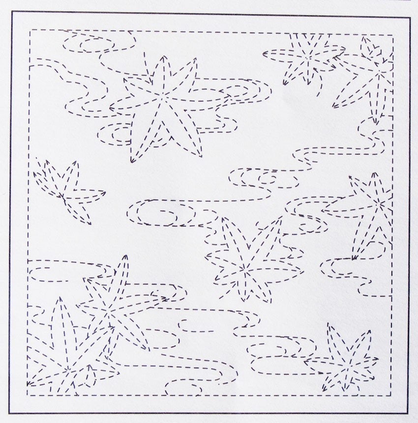 Olympus - Floating Maple Leaves Cotton Sashiko Sampler Cloth - Navy