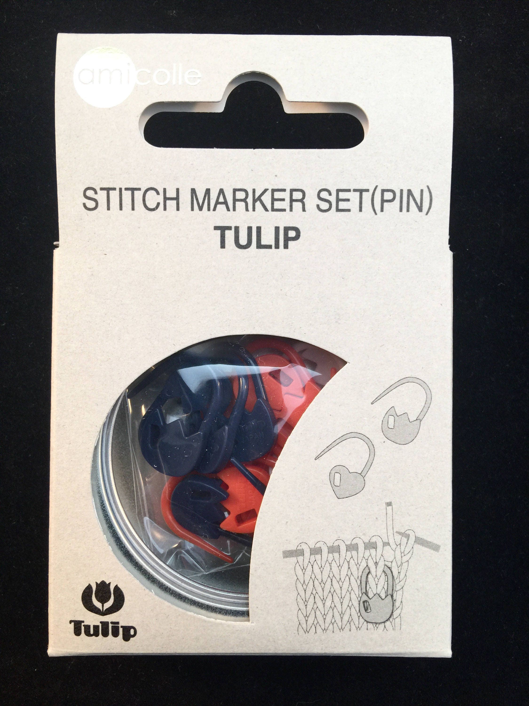 Tulip Stitch Marker Set Pin orange blue white Amicolle Knitting Accessories AC-032e
