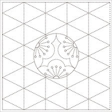 Yokota - Basketweave and Plum Blossoms Cotton Sashiko Fukin Sampler - White