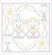 Olympus - Teddy Bear Hina Matsuri Cotton Sashiko Sampler Cloth - White