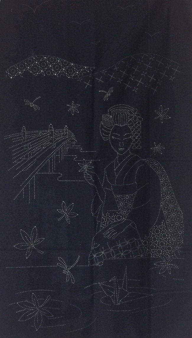 Orimono Imports - SALE Geisha by the River Sashiko Washout Fabric Panel