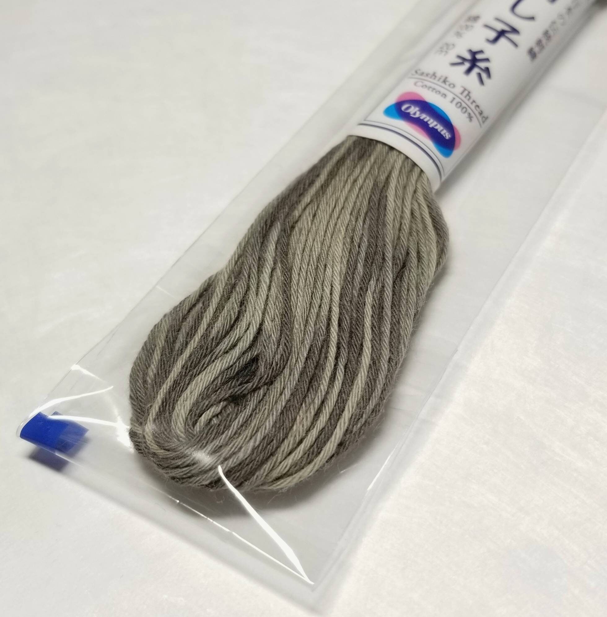 Olympus - Cotton Sashiko Thread 20m Skein - Color #96 Variegated Storm Cloud Gray