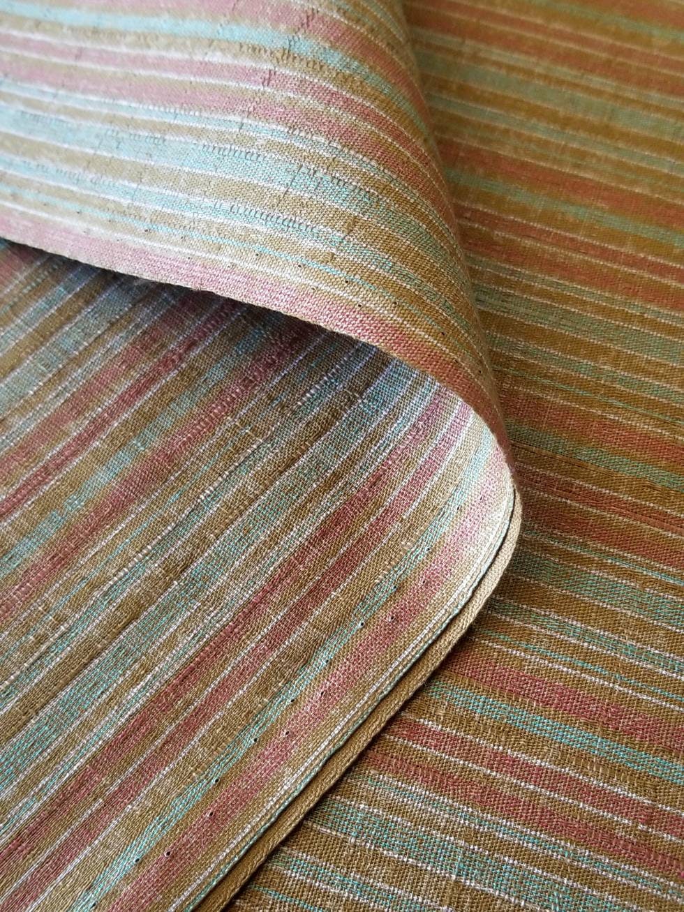 Morikiku Japanese cotton dobby fabric Stripes M2070-3B orange red green