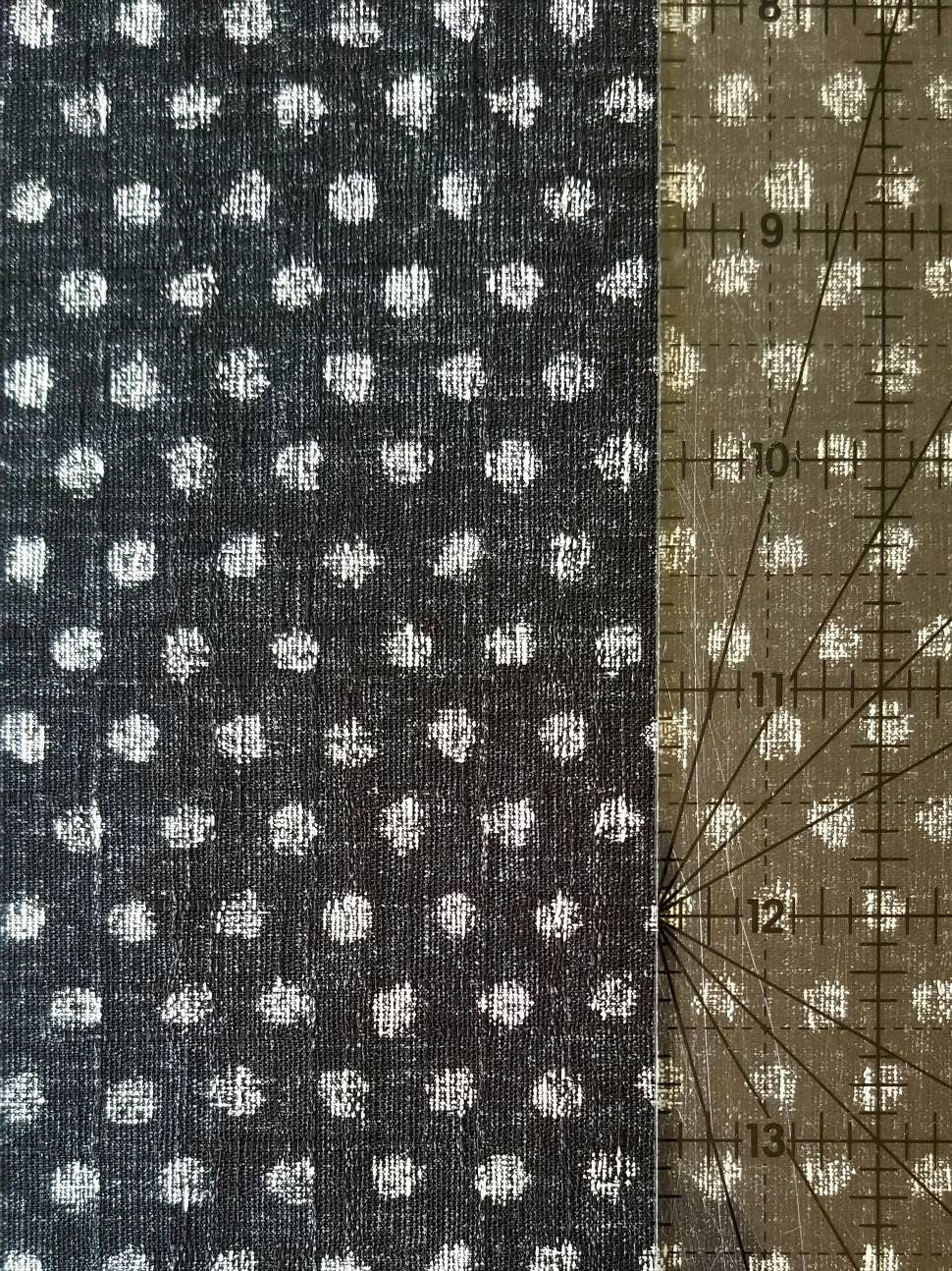 Morikiku Small Dots Japanese cotton dobby fabric M12000-A24 charcoal black